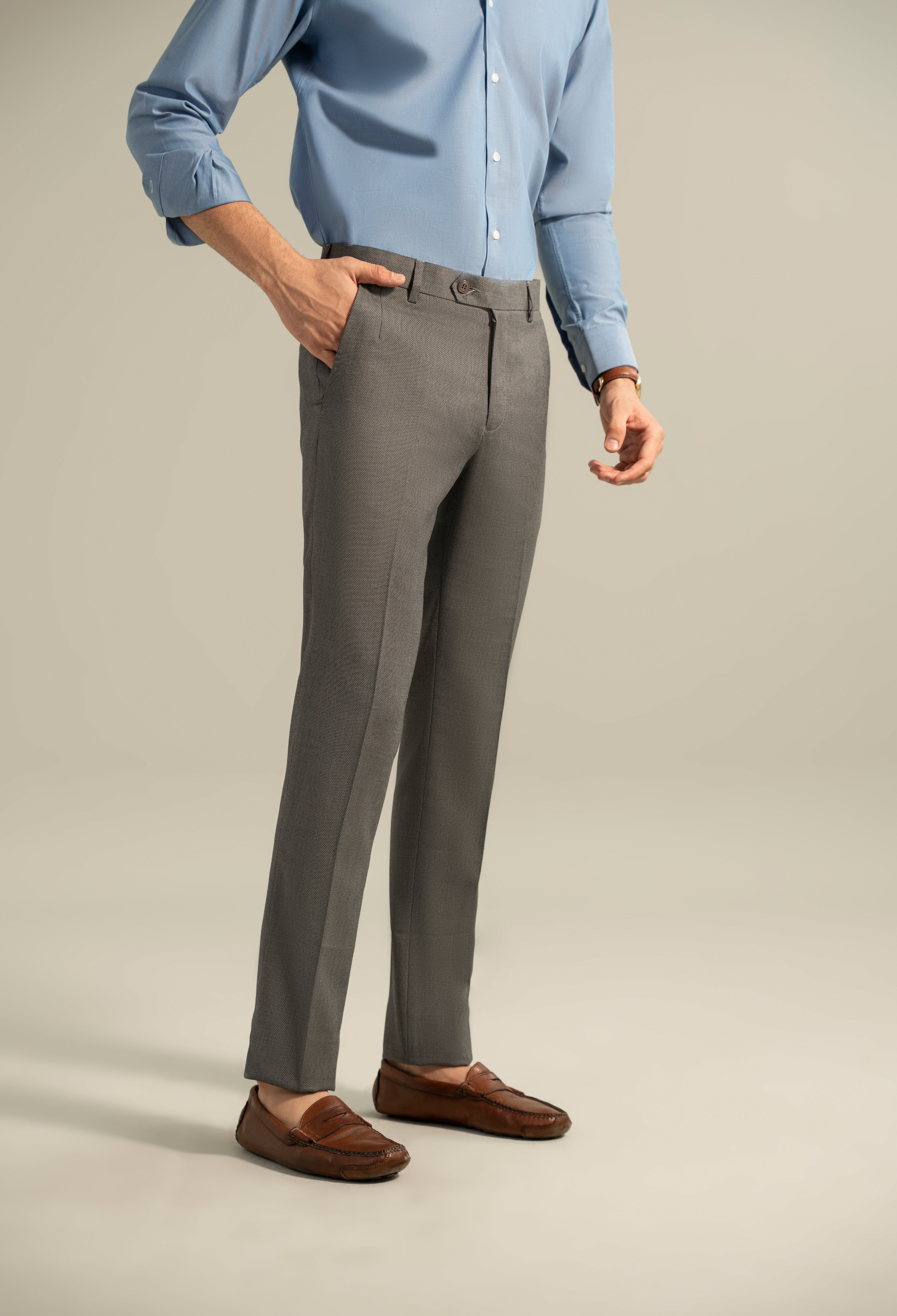 Grey Woolen Dress Pant