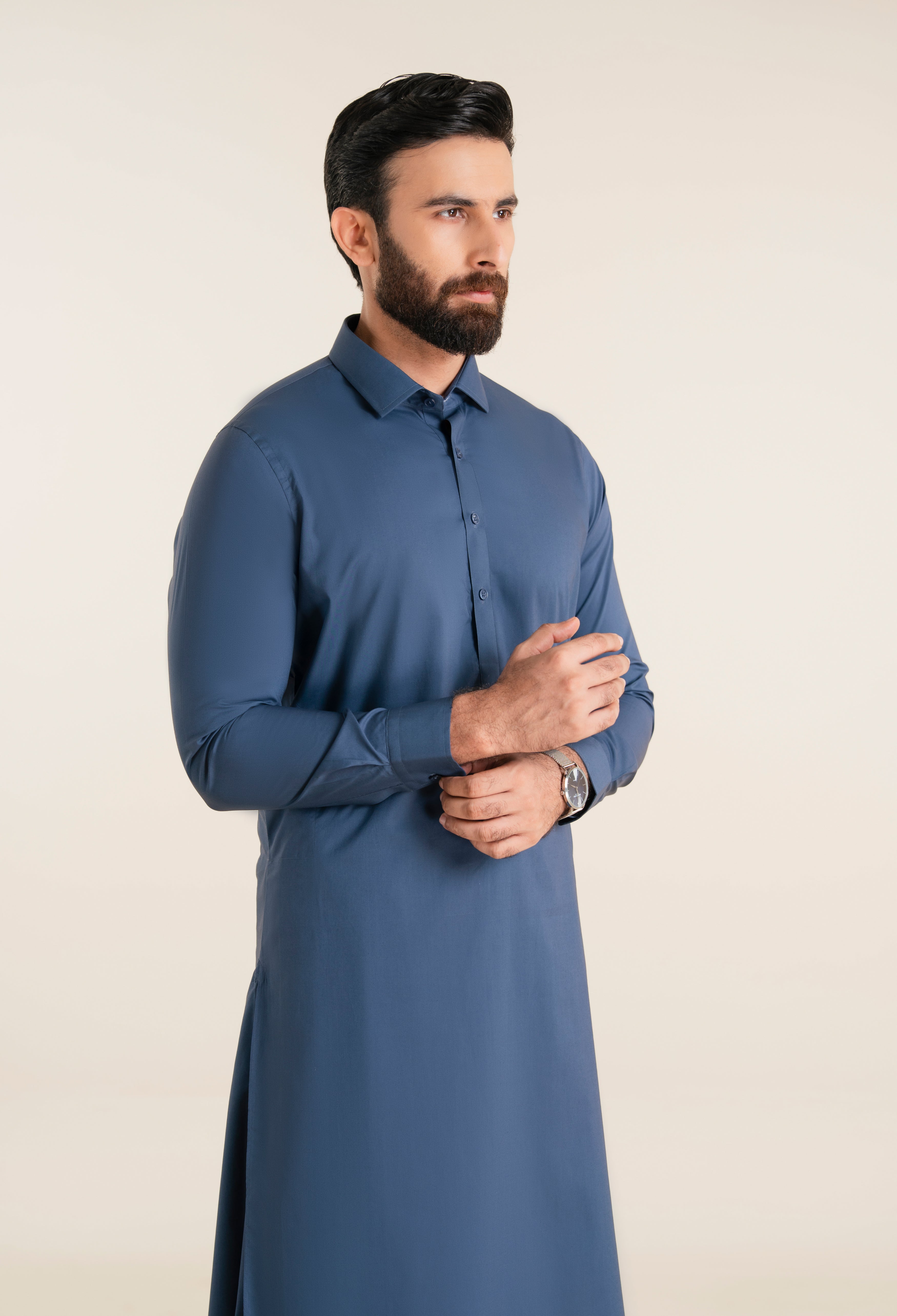 Egyption Blue Cotton Kameez Shalwar