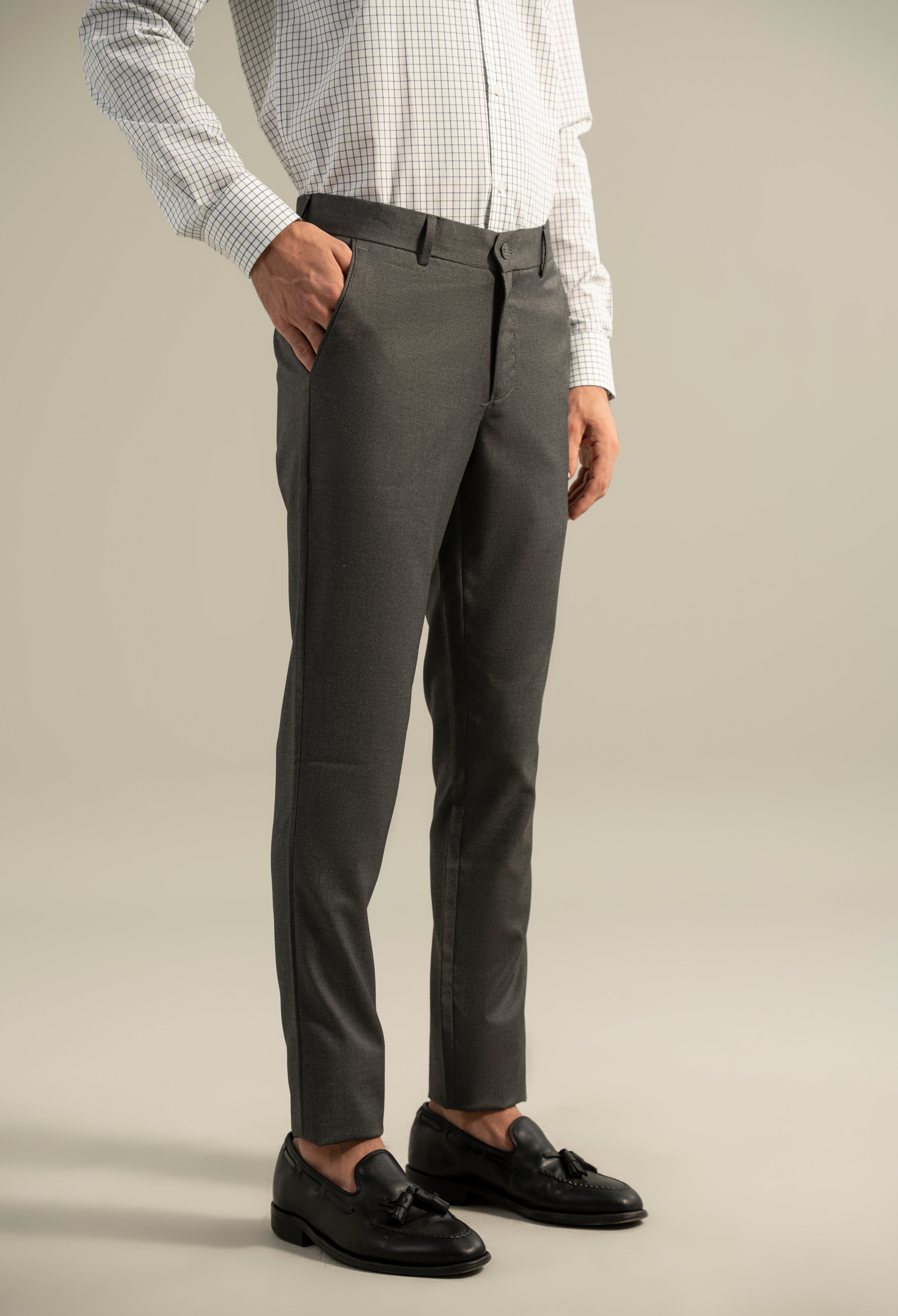 Grey Lycra Dress Pant