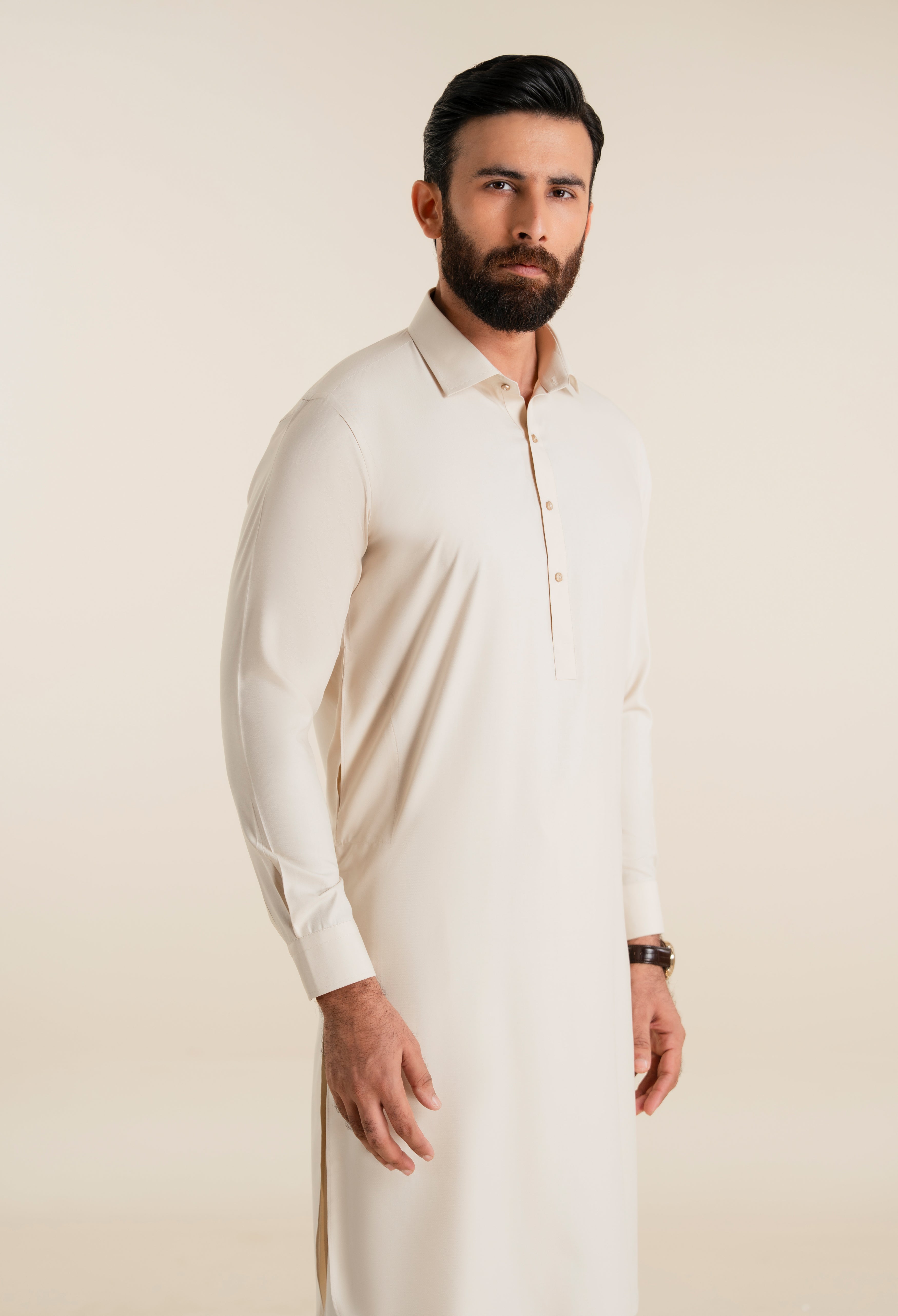 Grayish White Blended Kameez Shalwar