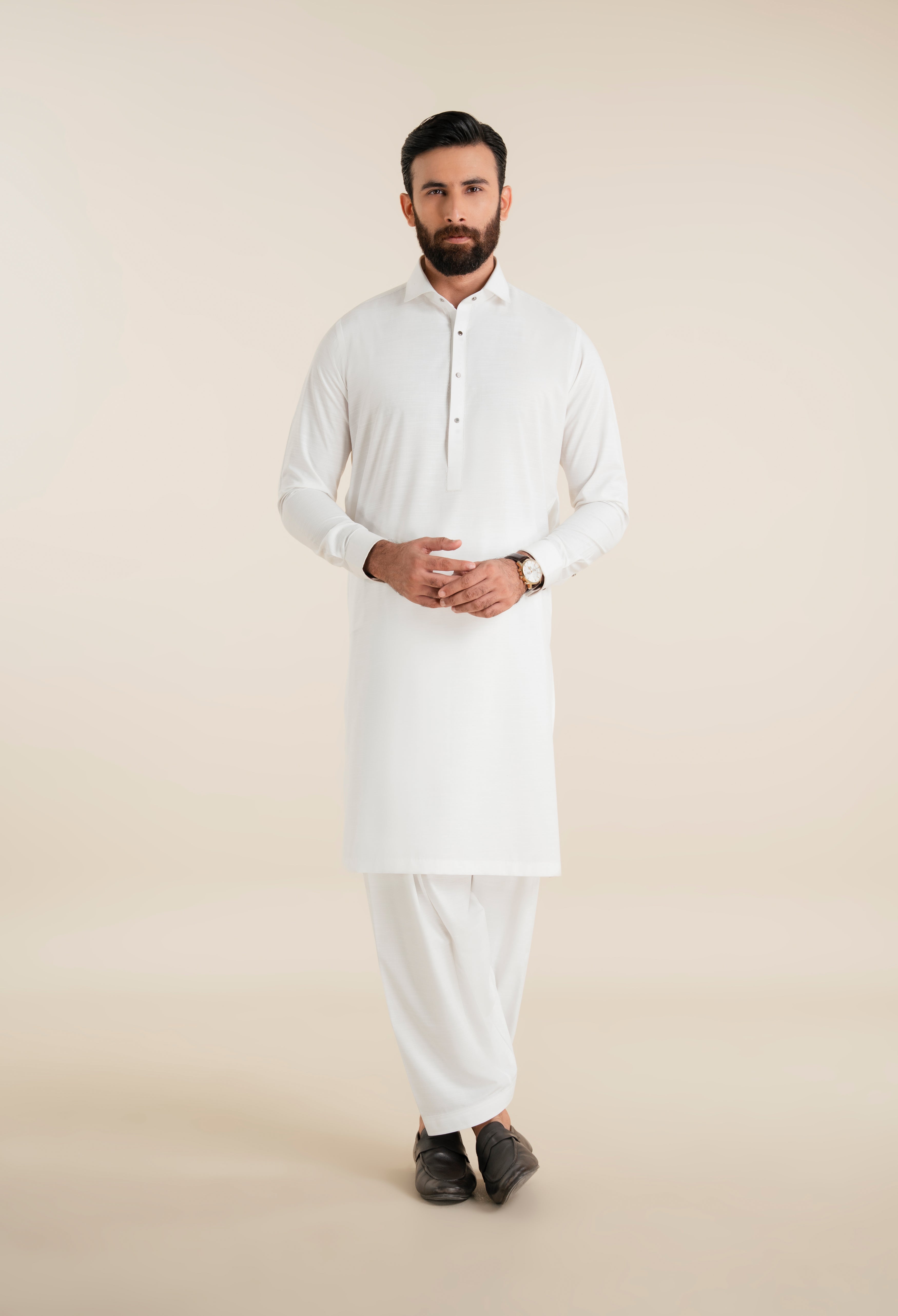 Off White Blended Kameez Shalwar