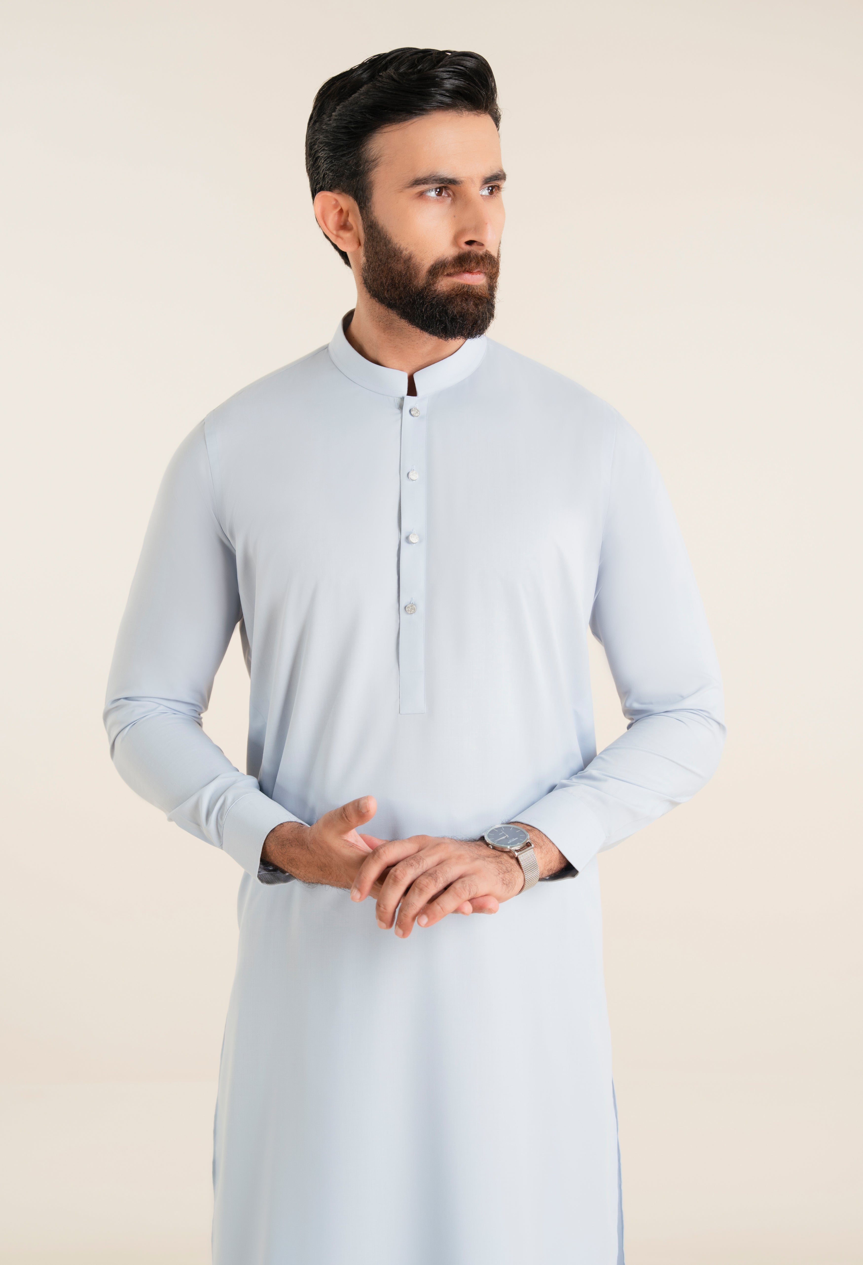 Sky Blue Blended Kameez Shalwar