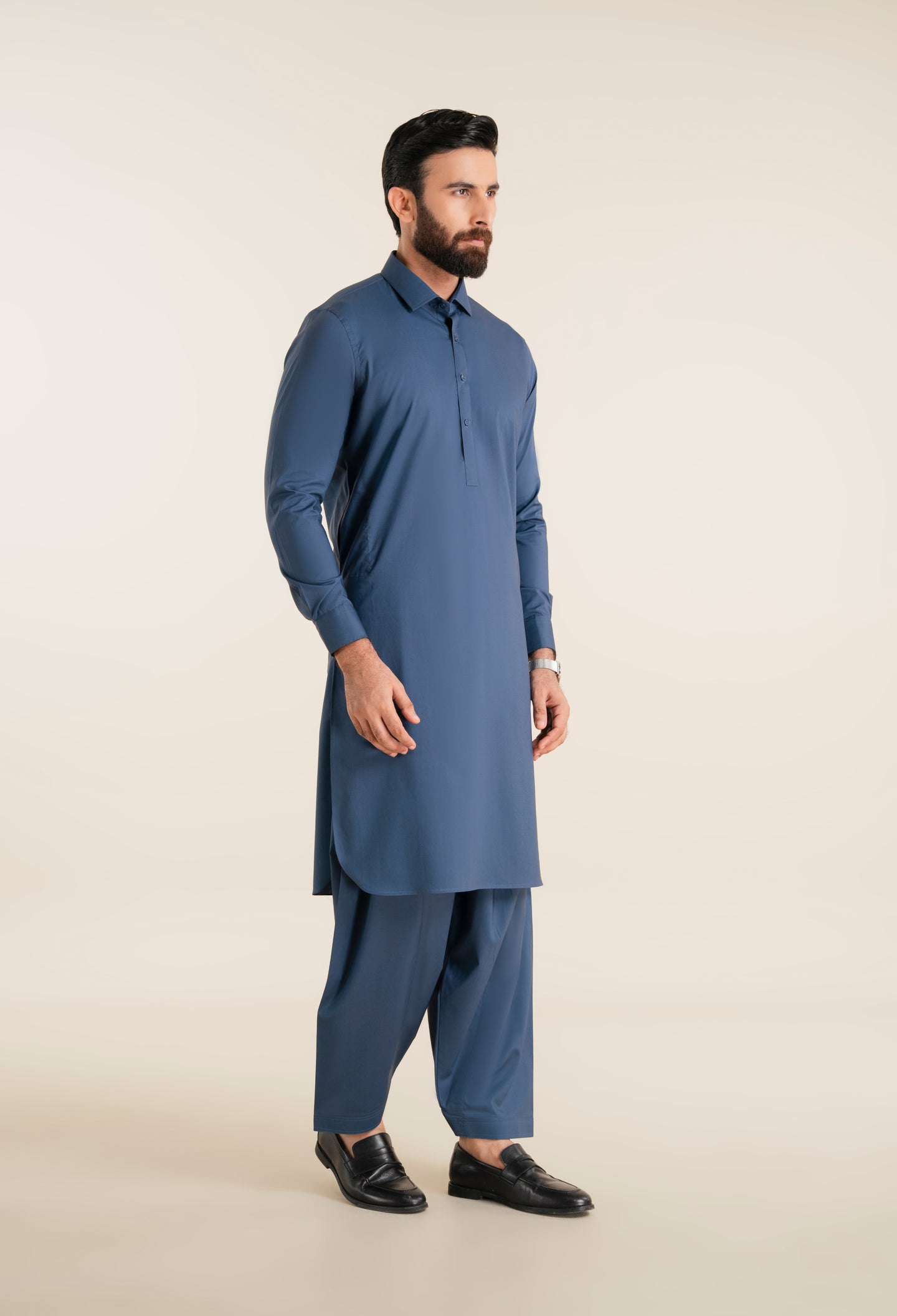 Egyption Blue Cotton Kameez Shalwar