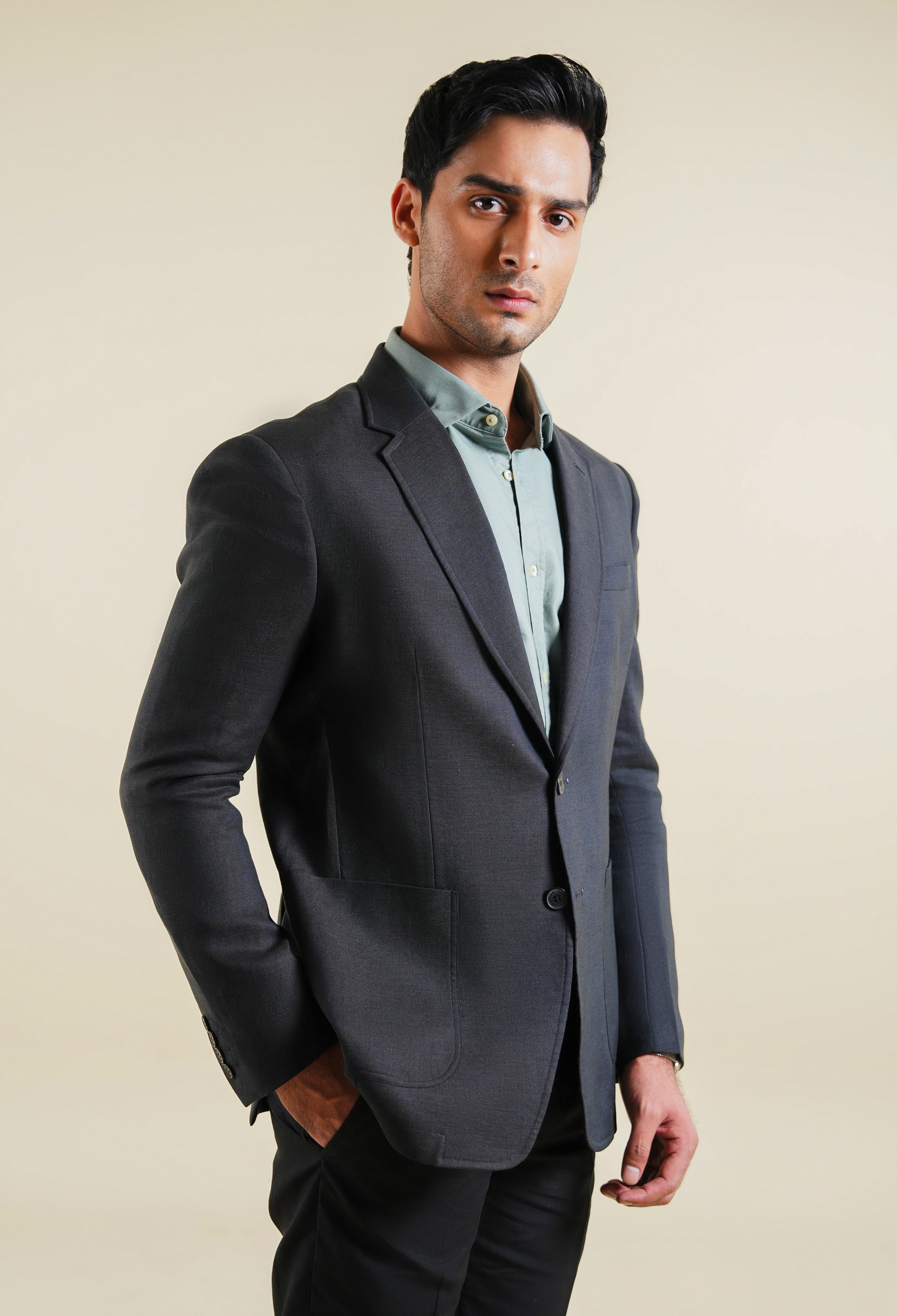 Shadow Grey Linen Jacket
