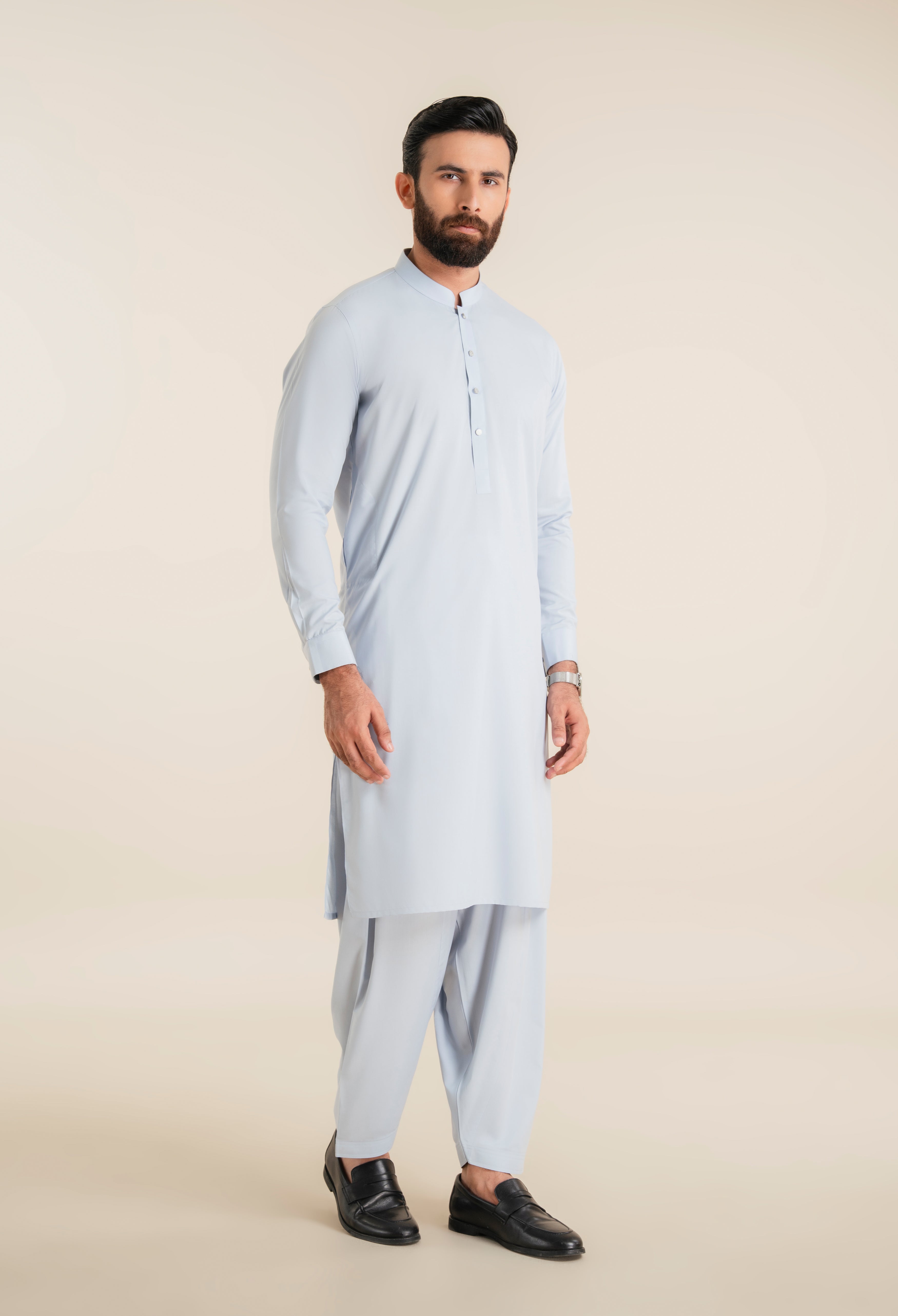 Sky Blue Blended Kameez Shalwar