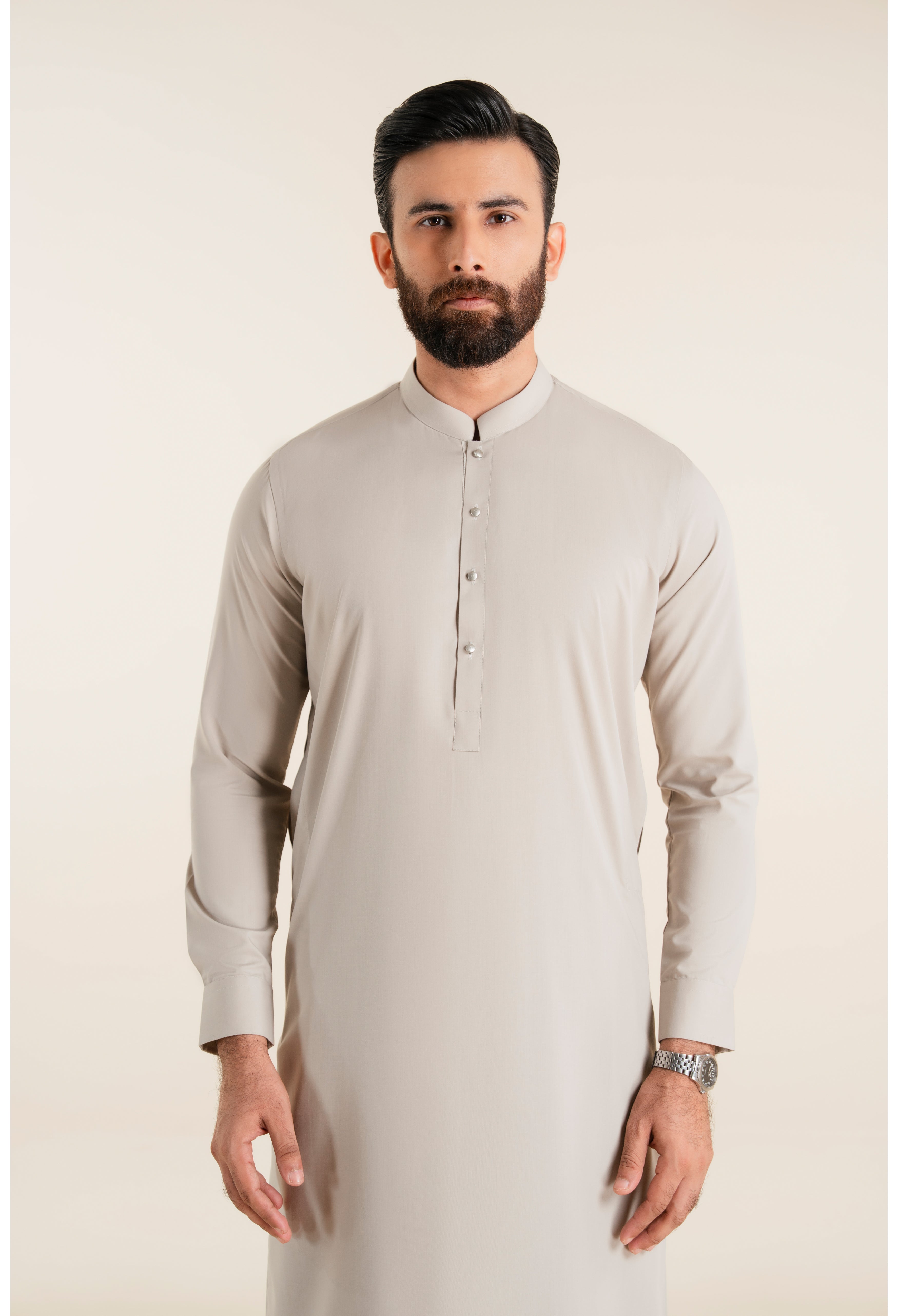 Ash Beige Blended Kameez Shalwar