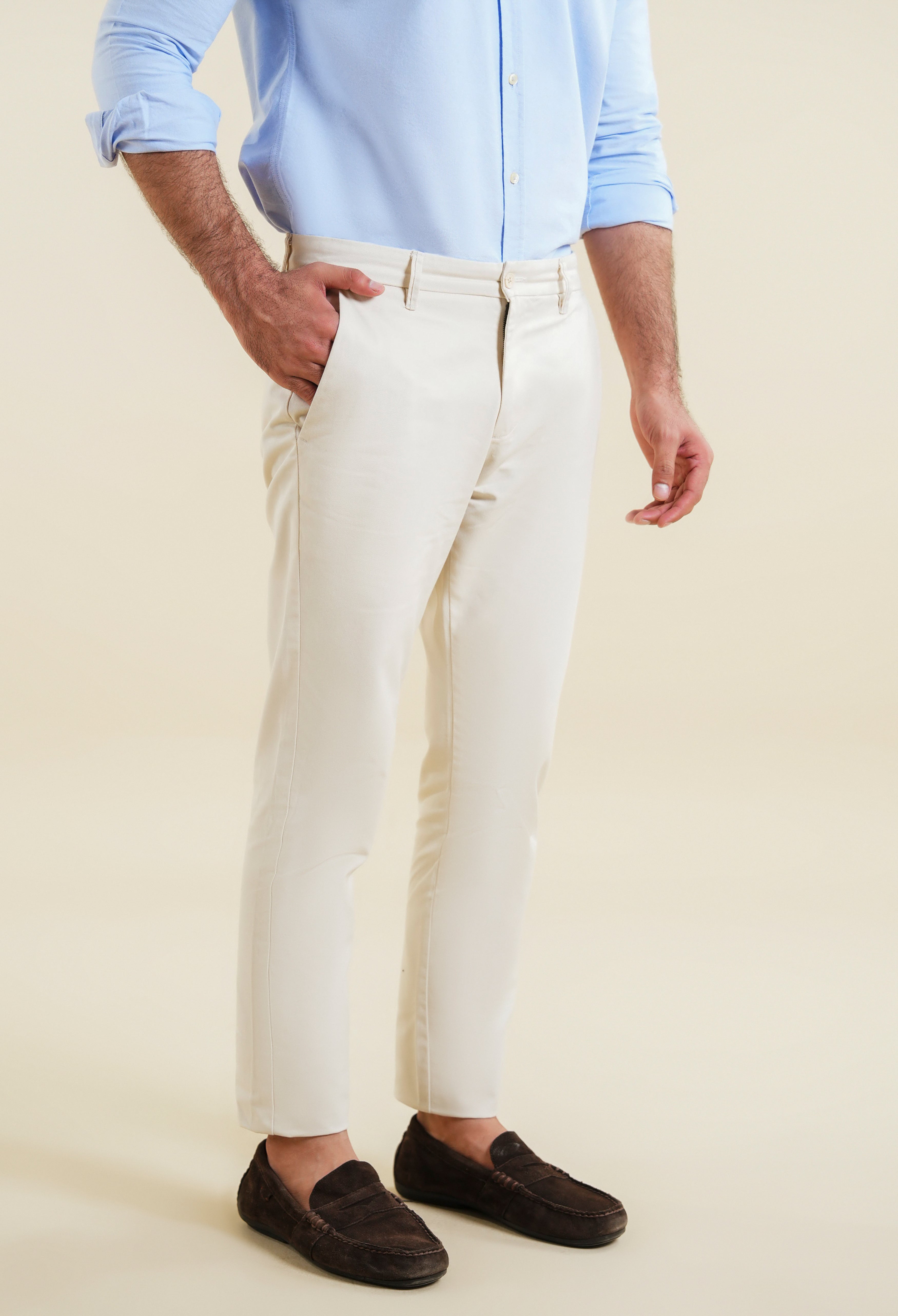 Butter White Cotton Trouser