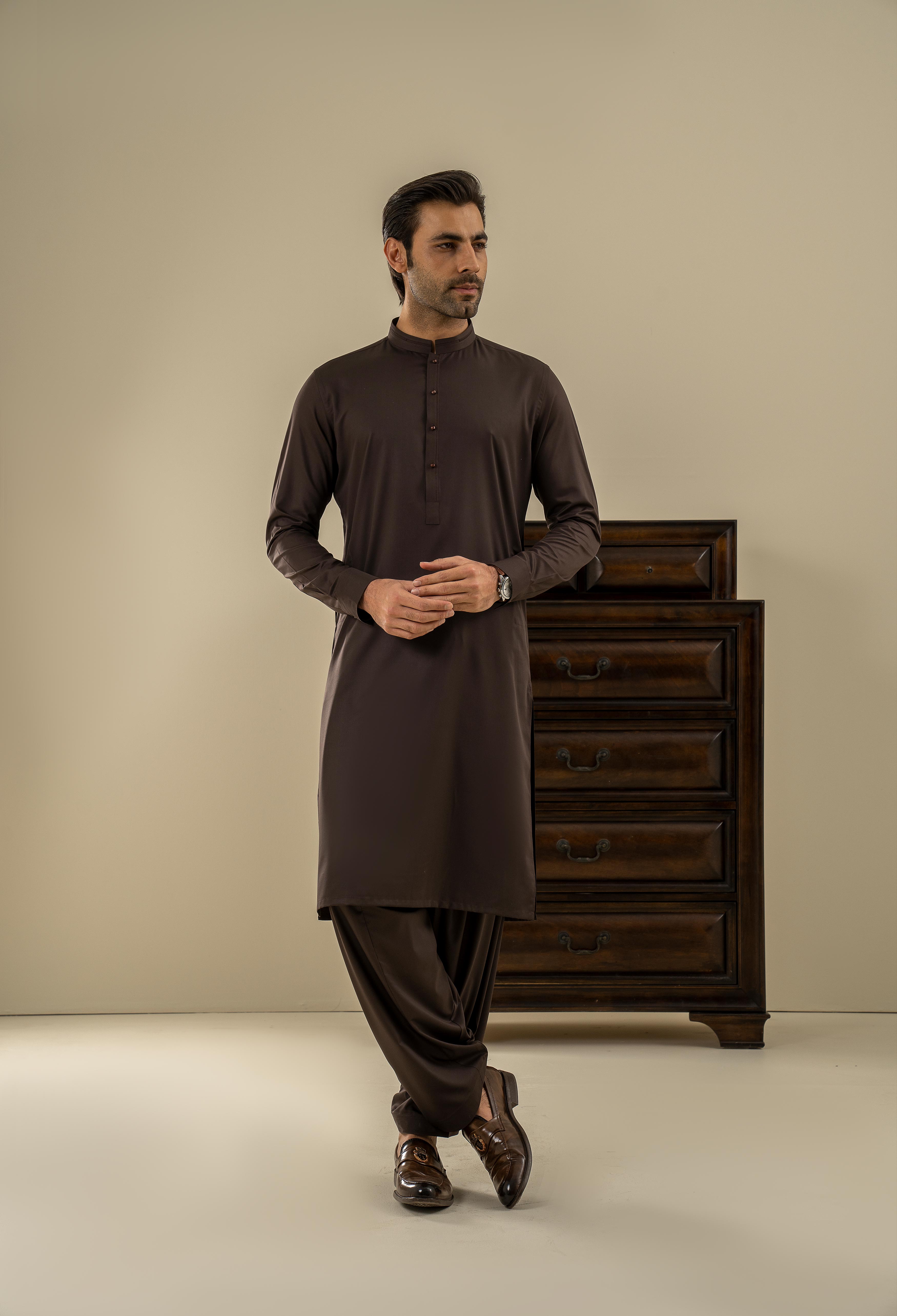 Walnut Brown Detailing Kameez Shalwar