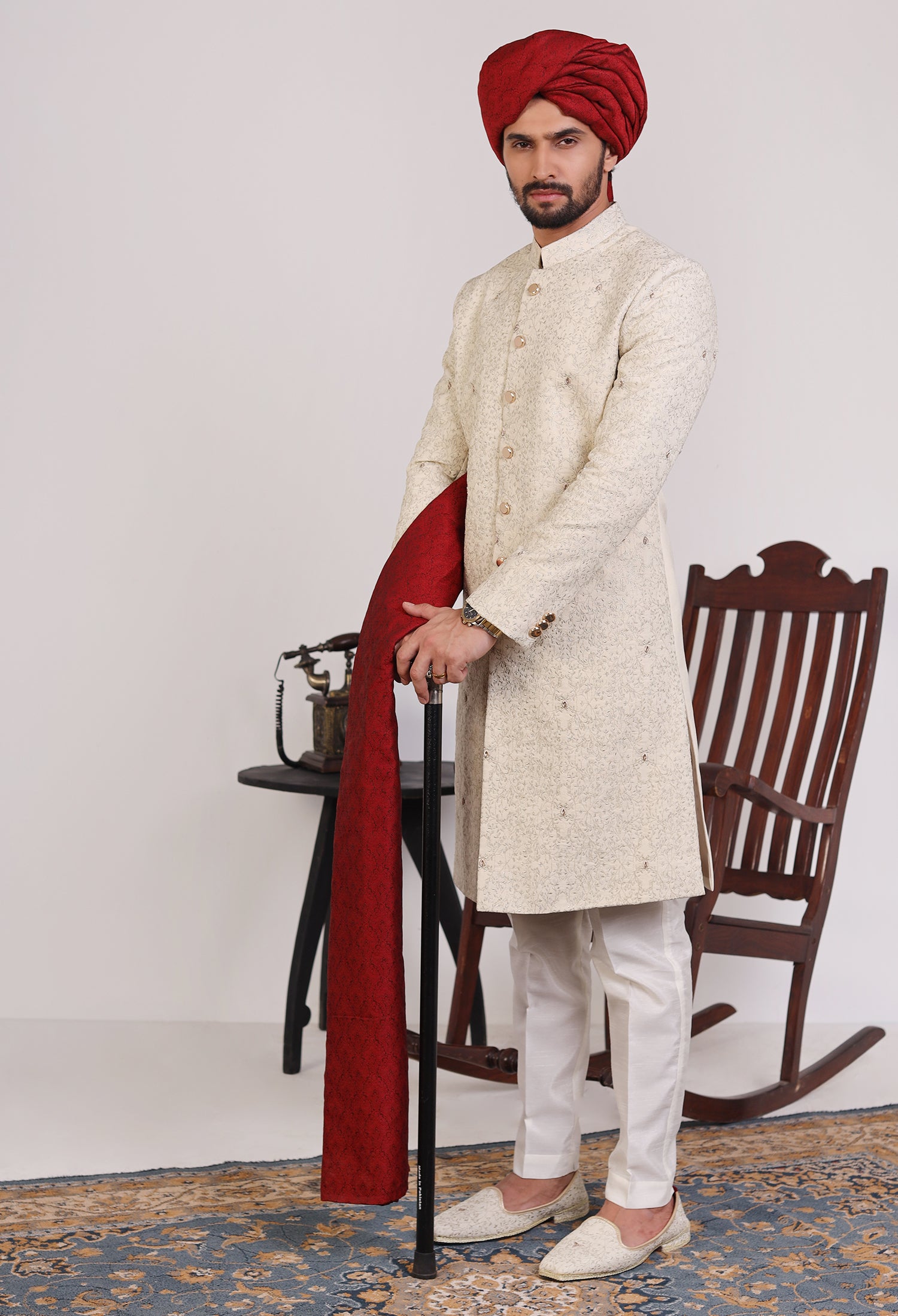 Butter Cream Sherwani (Sher-000333)