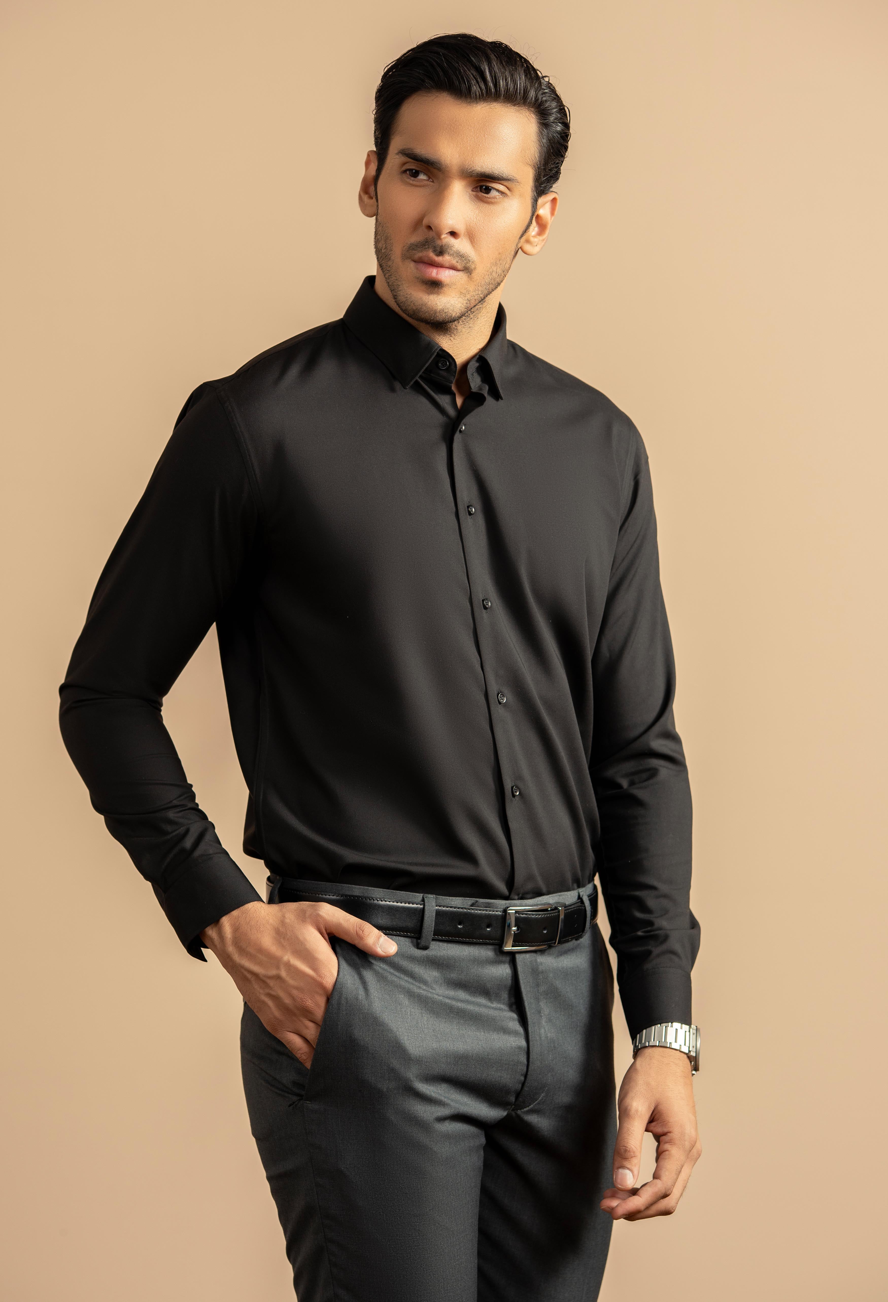 Matte Black Semi Formal Shirt