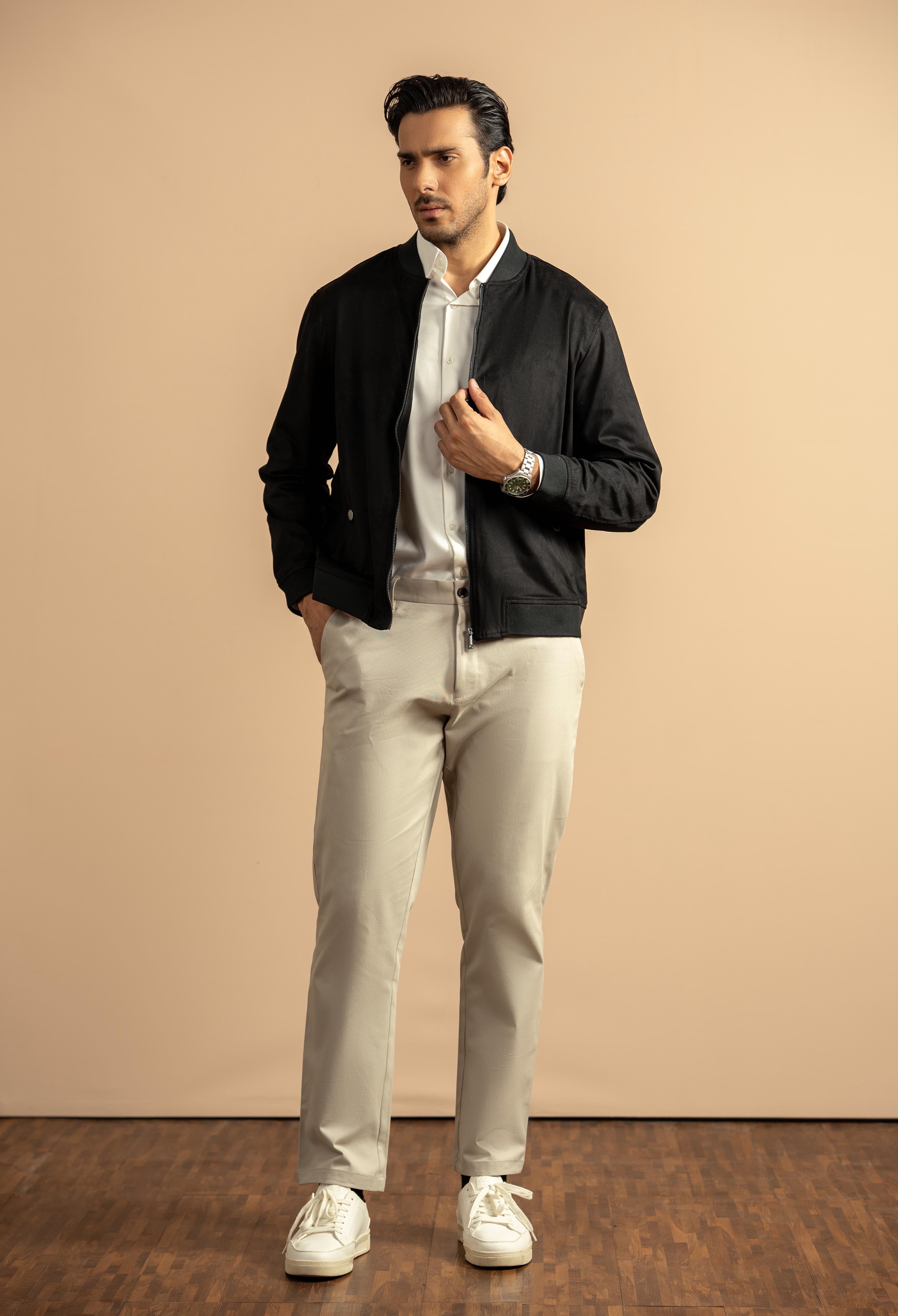 Night Black Suede Bomber Jacket