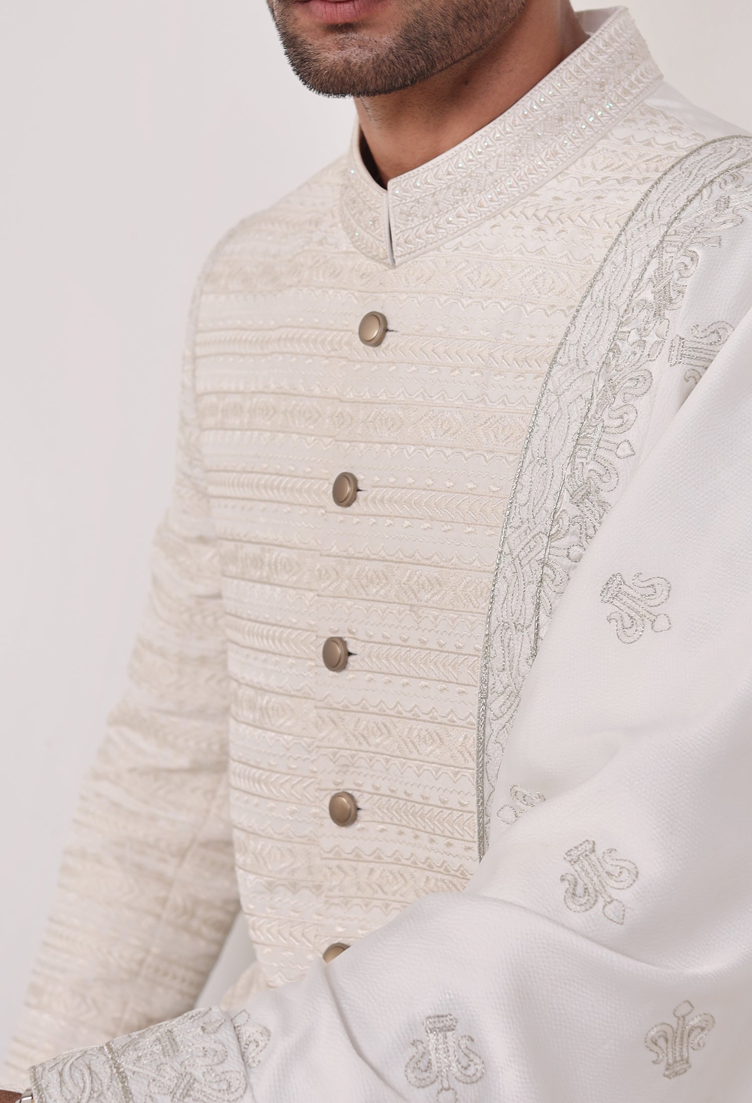 Pearl White Sherwani (Sher-000555)