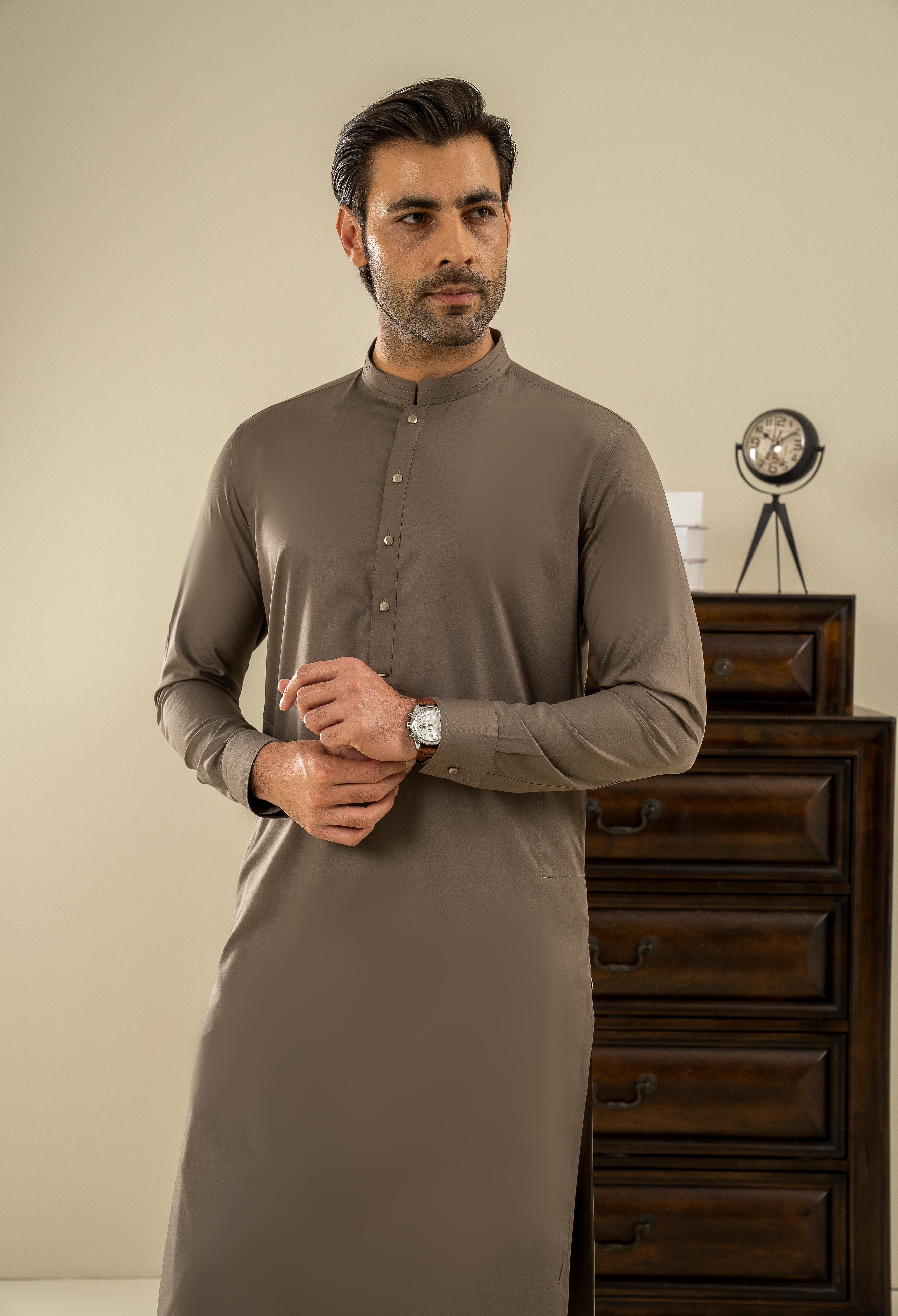 Acajou Brown Detailing Kameez Shalwar