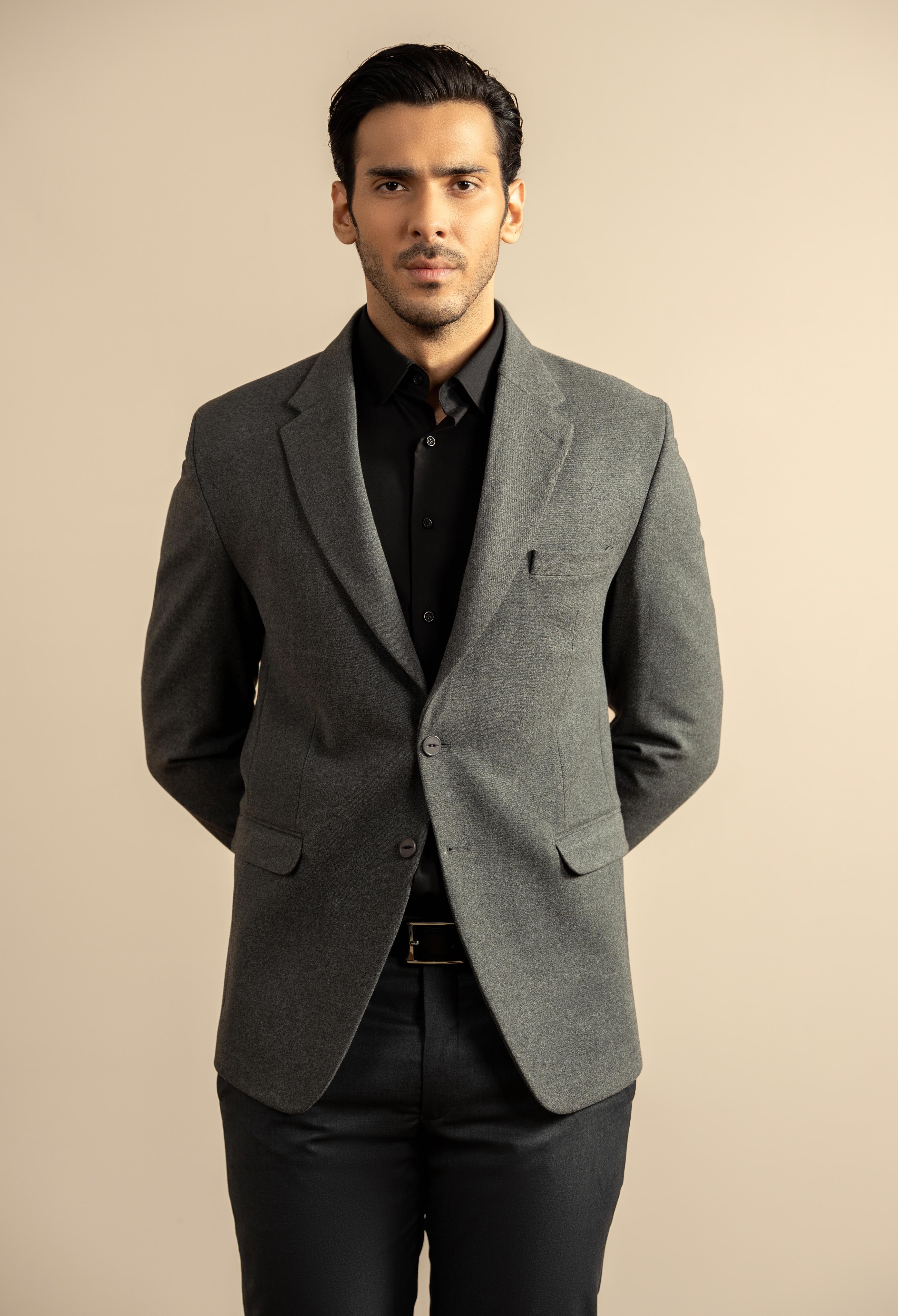 Charcoal Grey Tweed Blazer