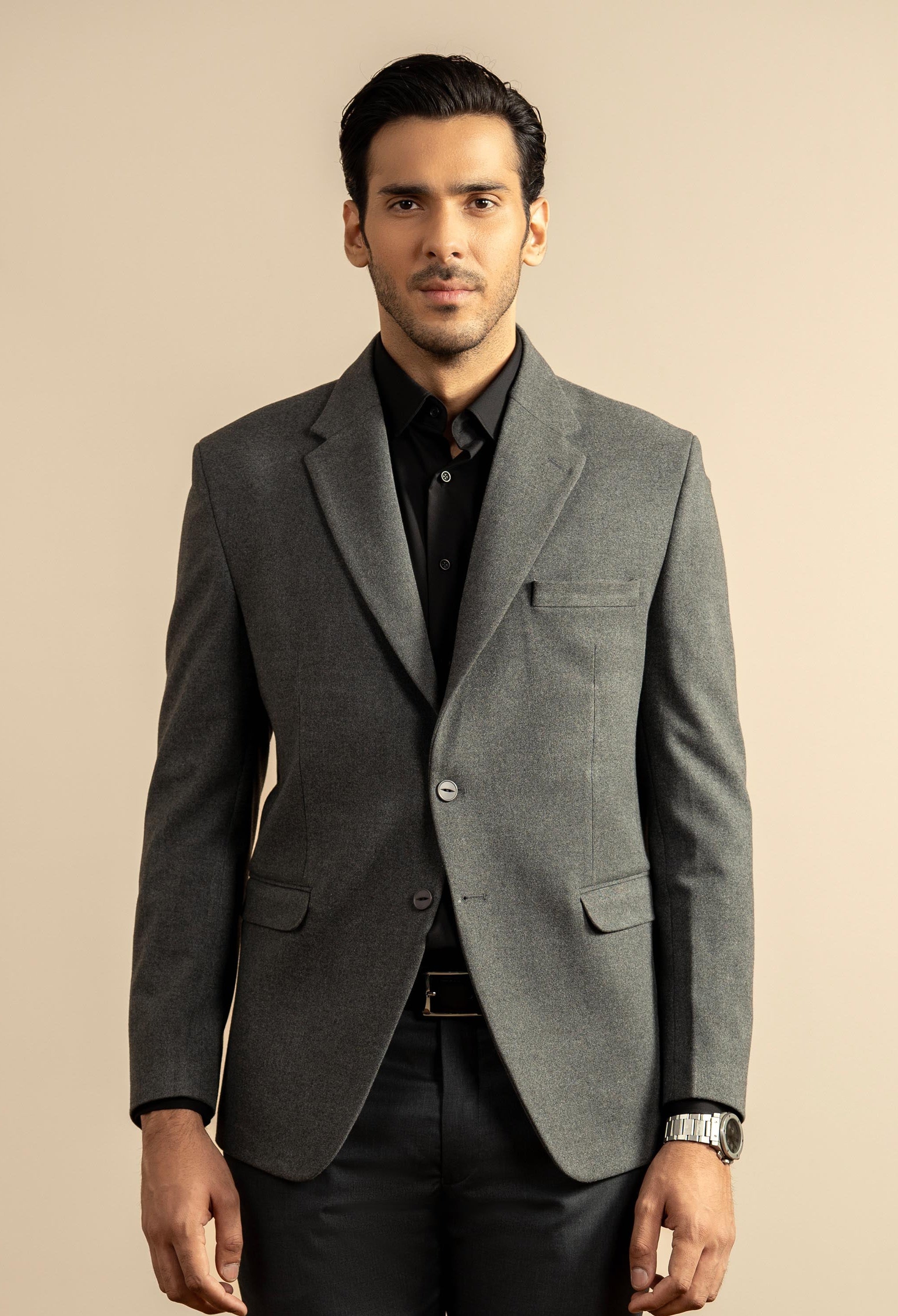 Charcoal Grey Tweed Blazer