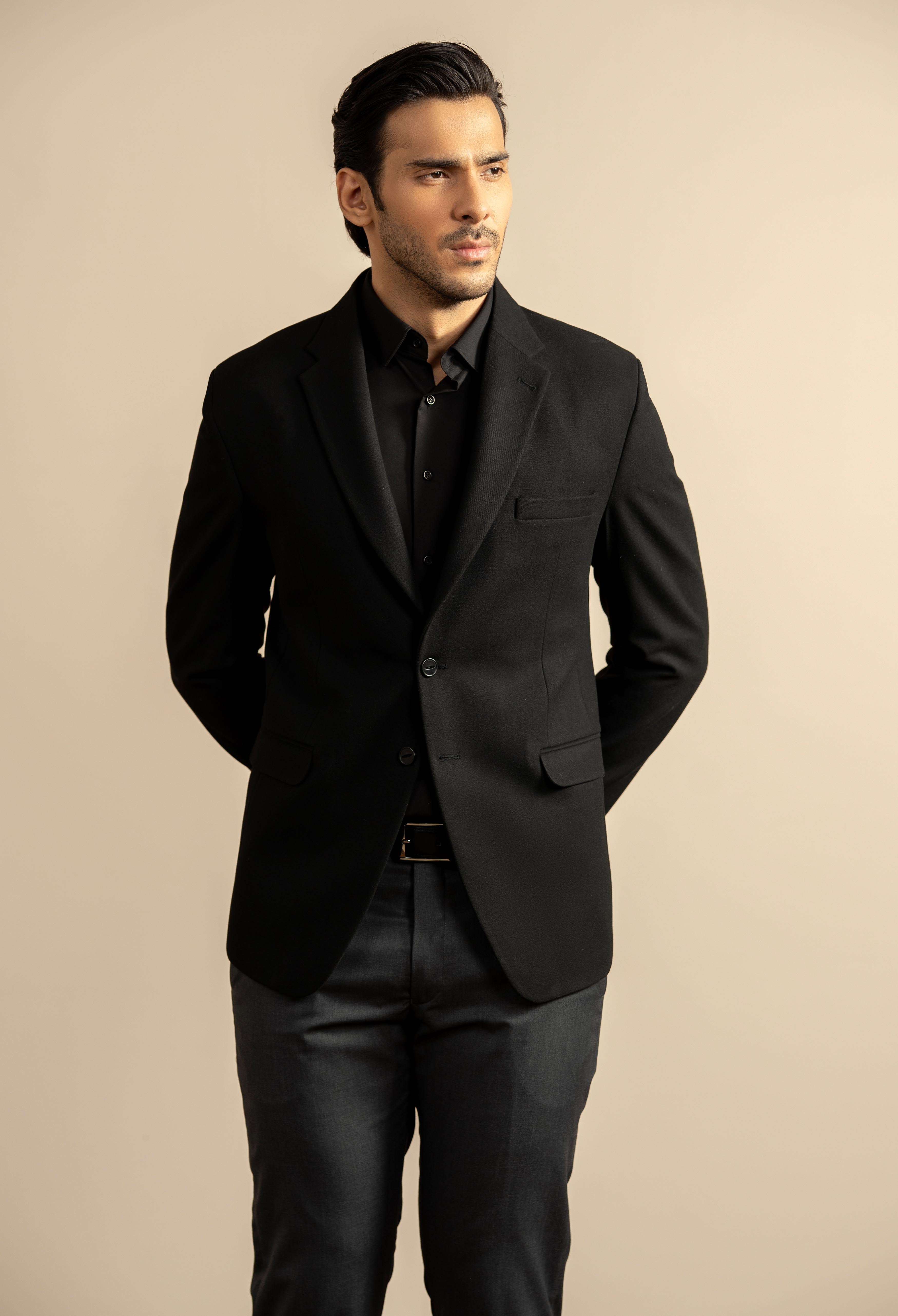 Jet Black Tweed Blazer