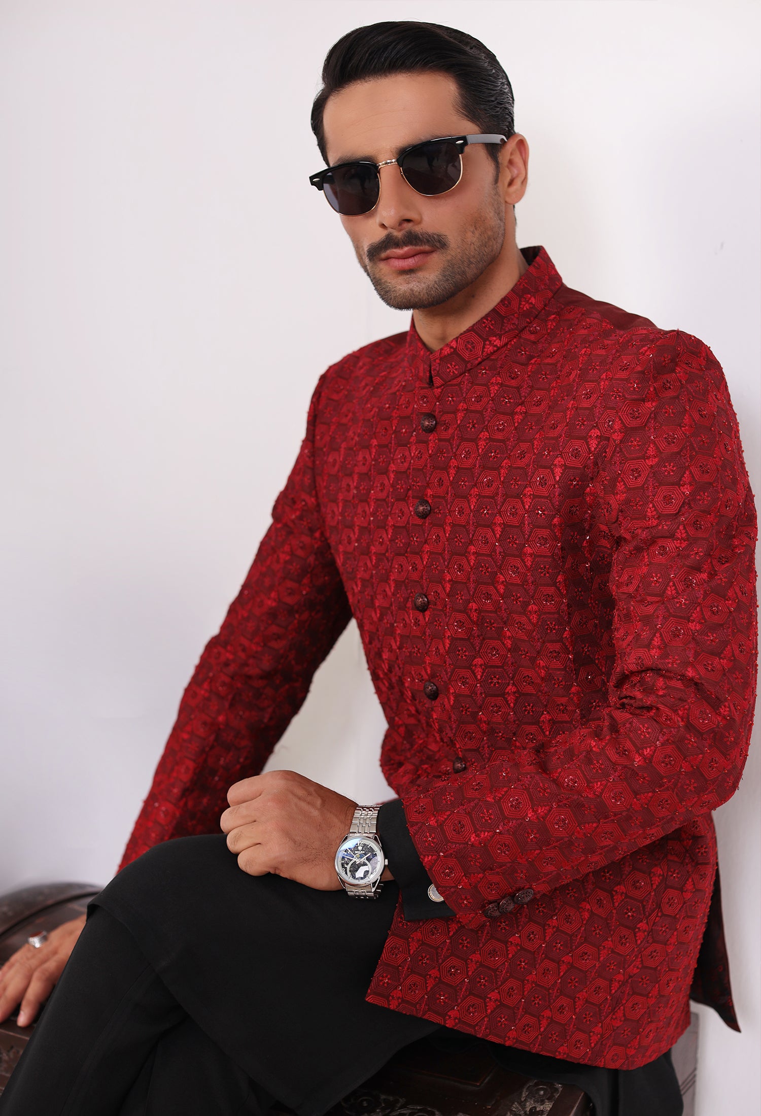 Deep Maroon Prince Coat (PC-000440)