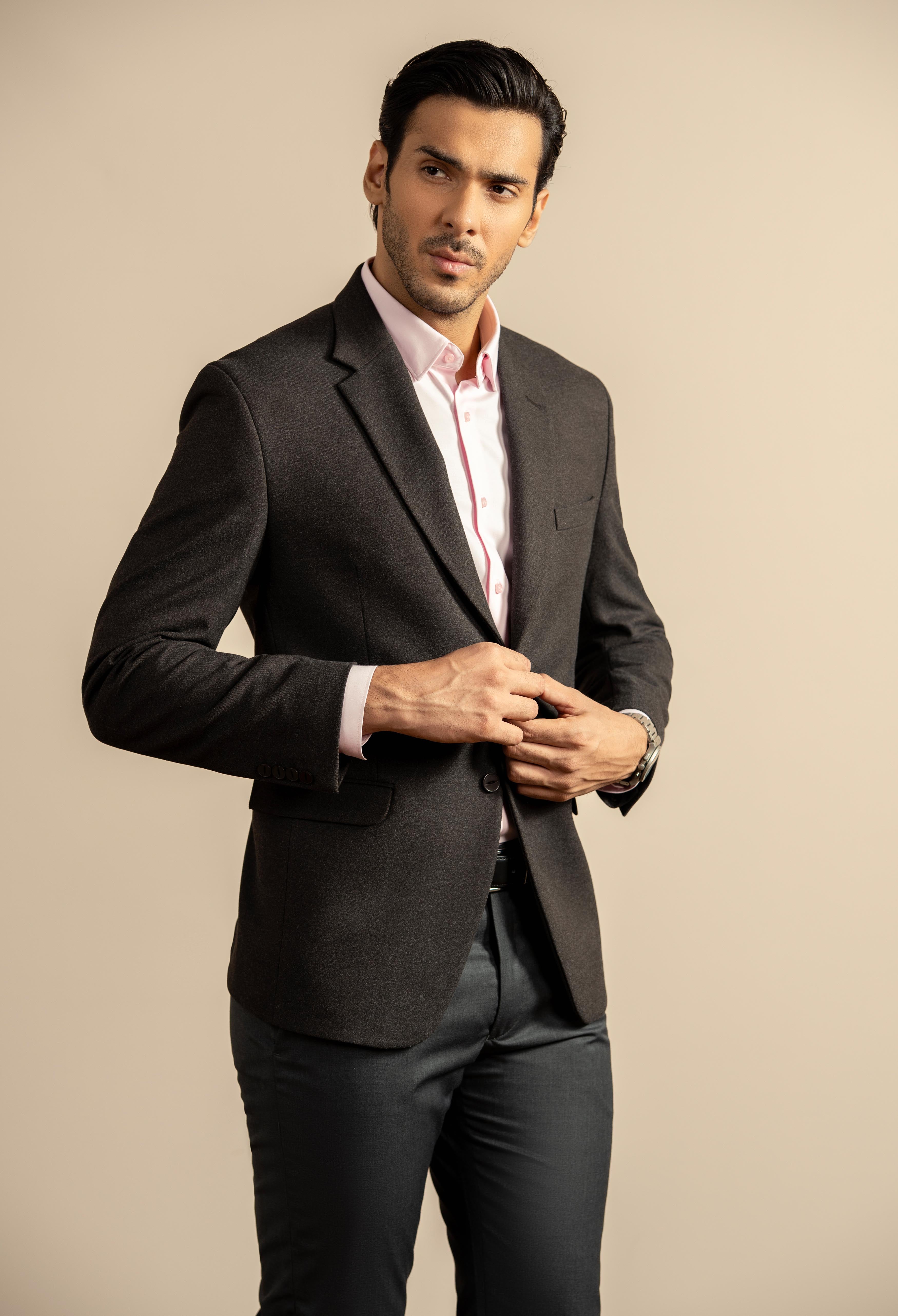 Dark Charcoal Tweed Blazer