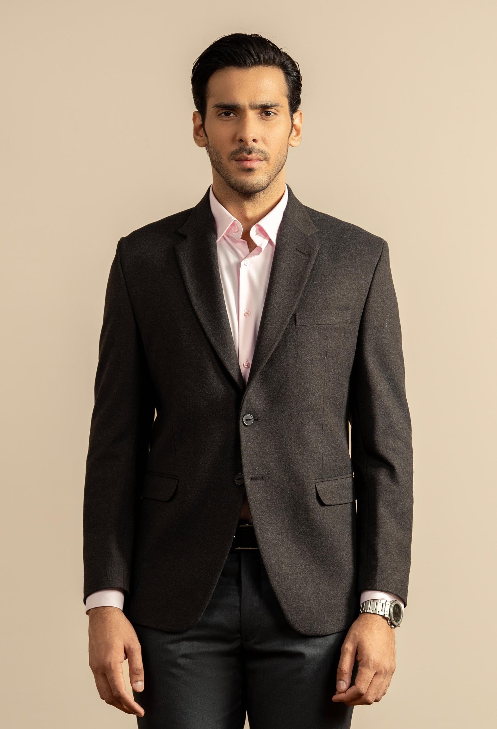 Dark Charcoal Tweed Blazer