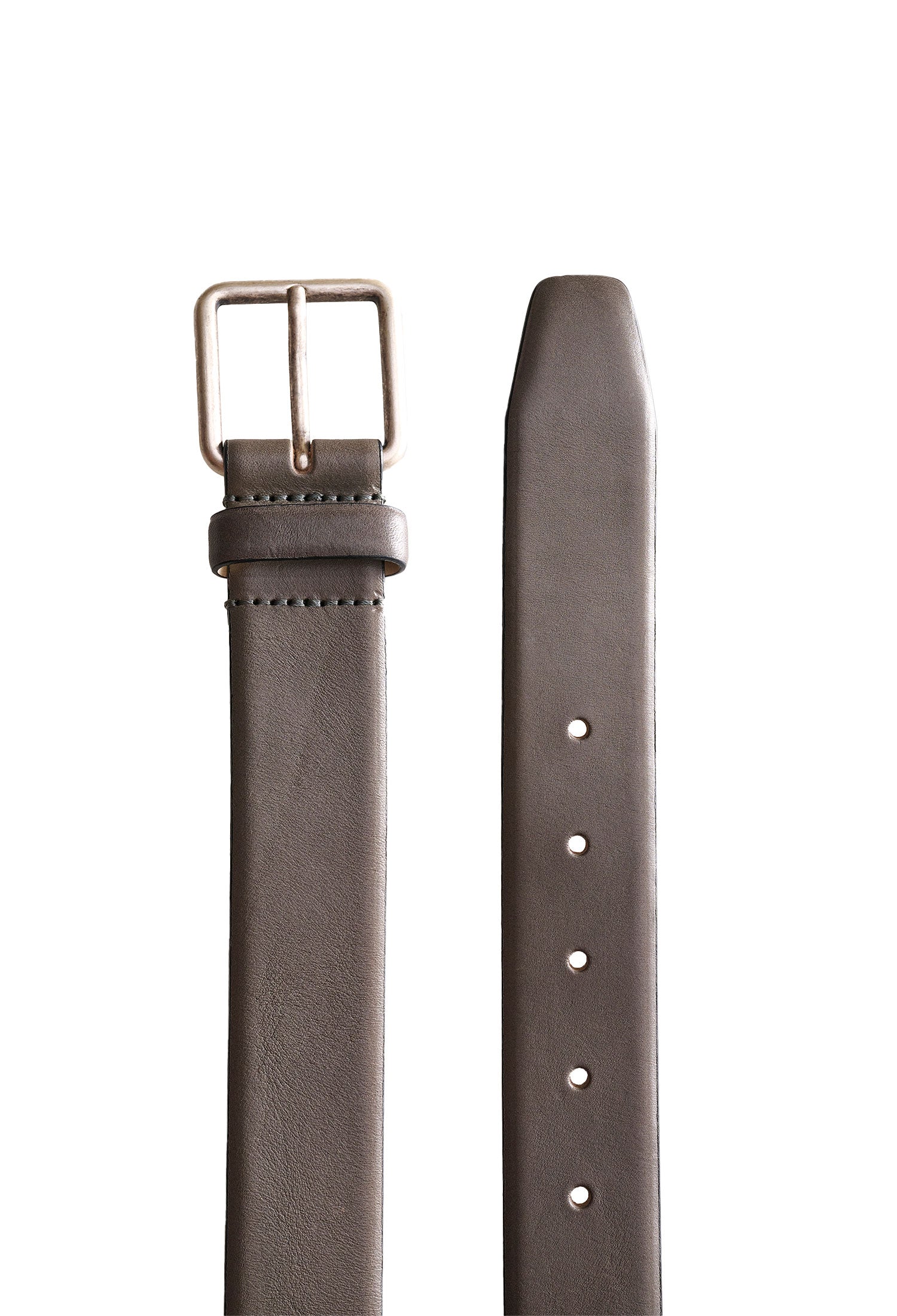 Grey Plain Leather Belt