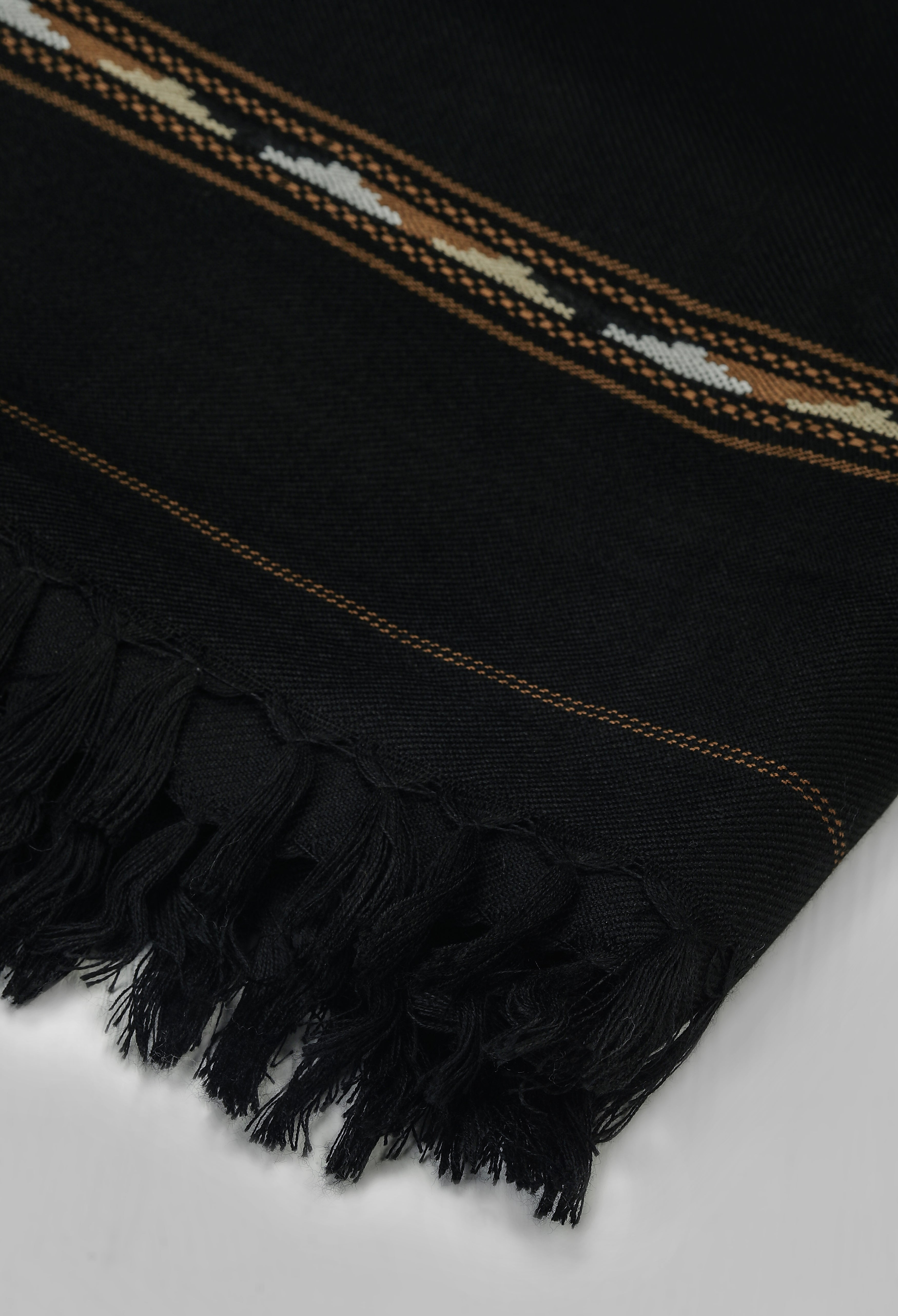 Night Black Wool Blend Shawl