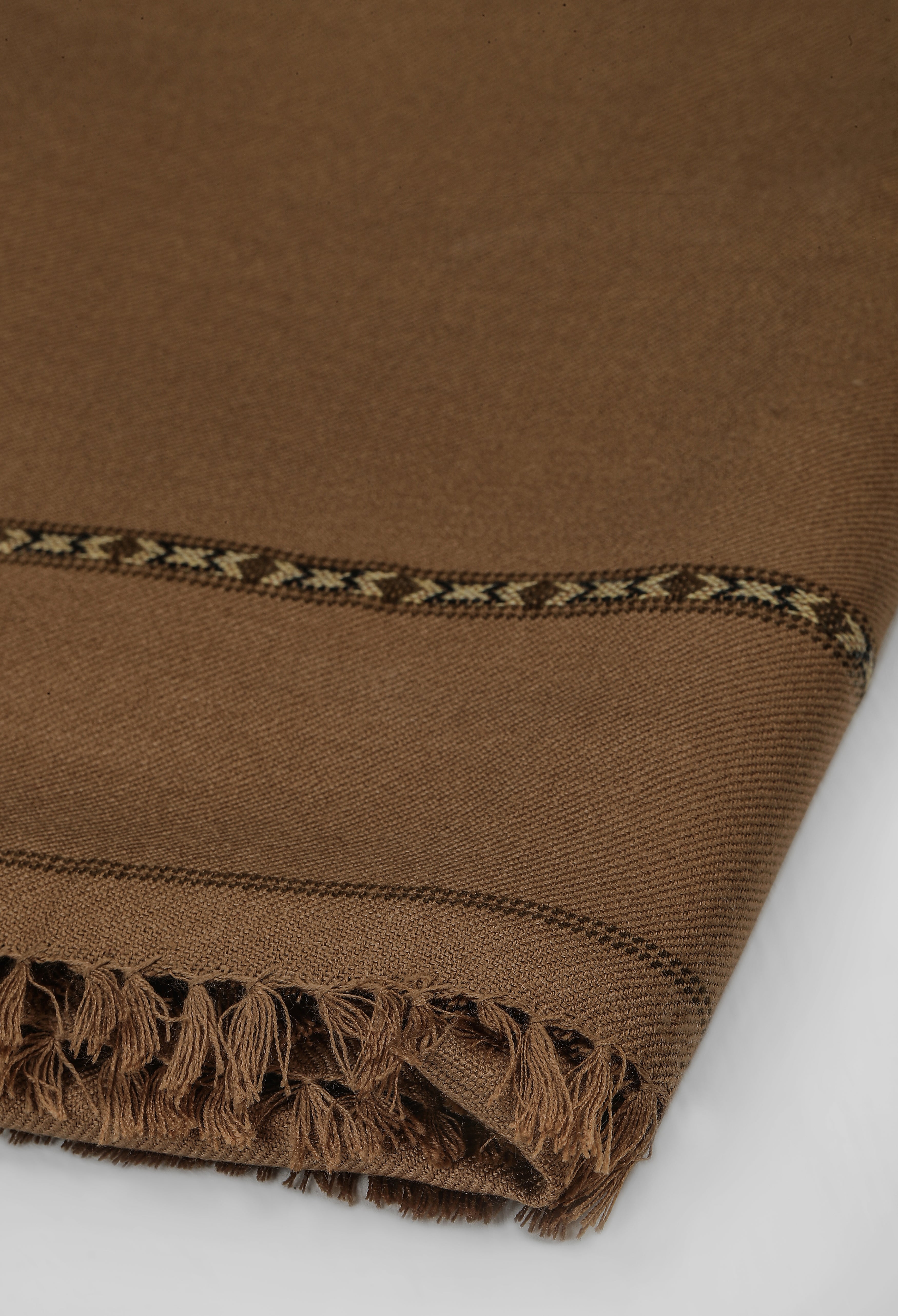 Camel Brown Wool Blend Shawl