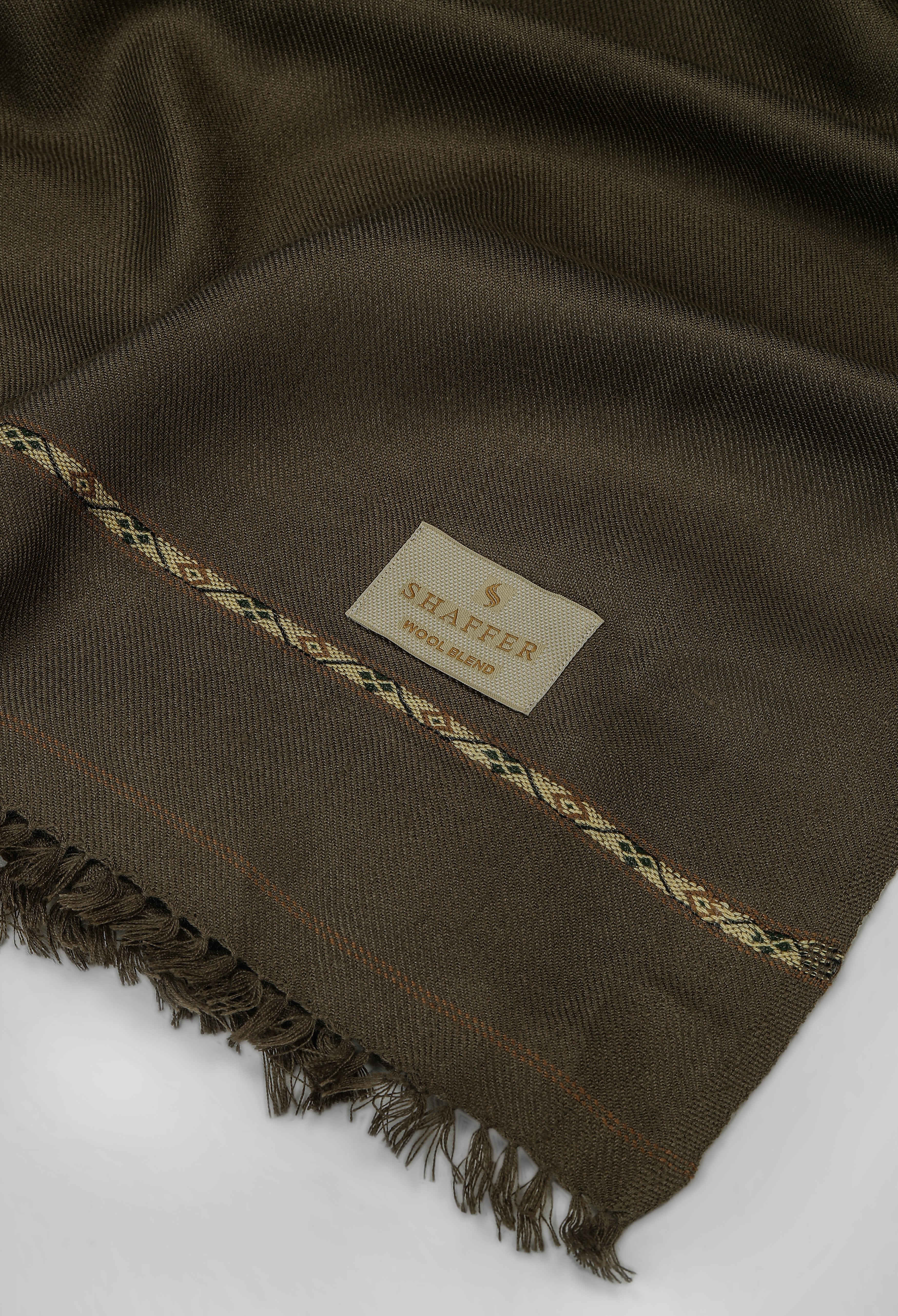Olive Green Wool Blend Shawl