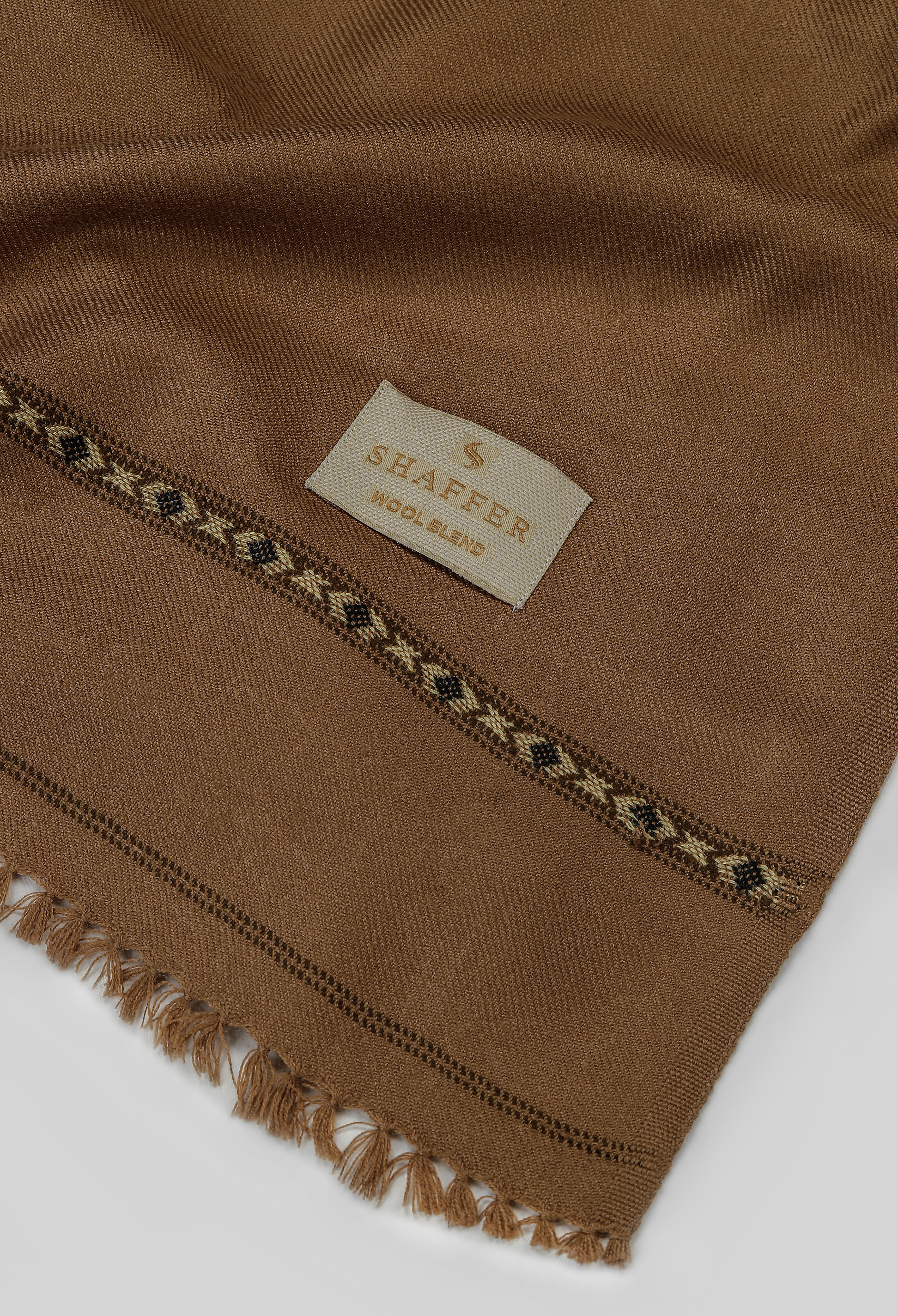 Camel Brown Wool Blend Shawl