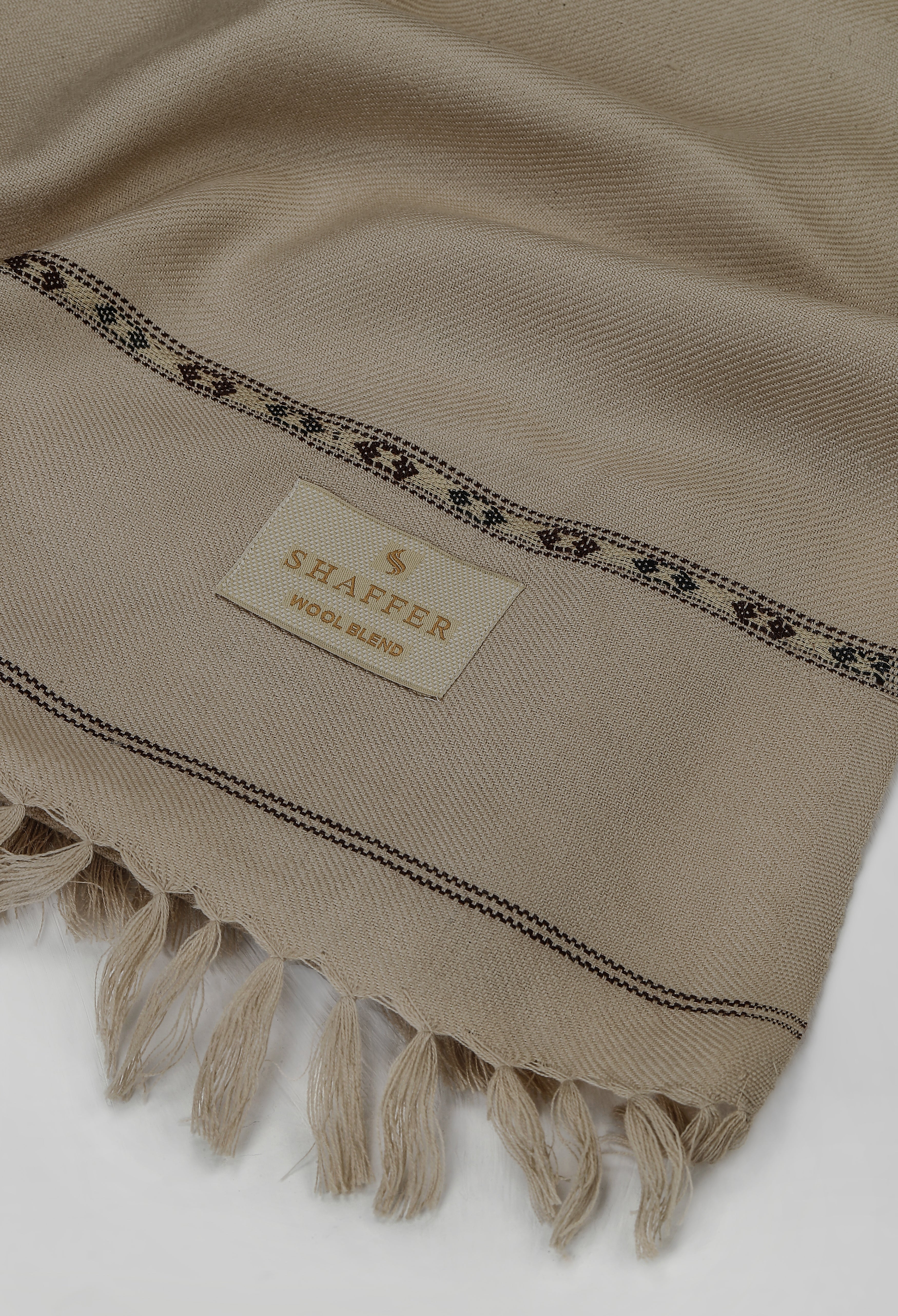 Ash Beige Wool Blend Shawl