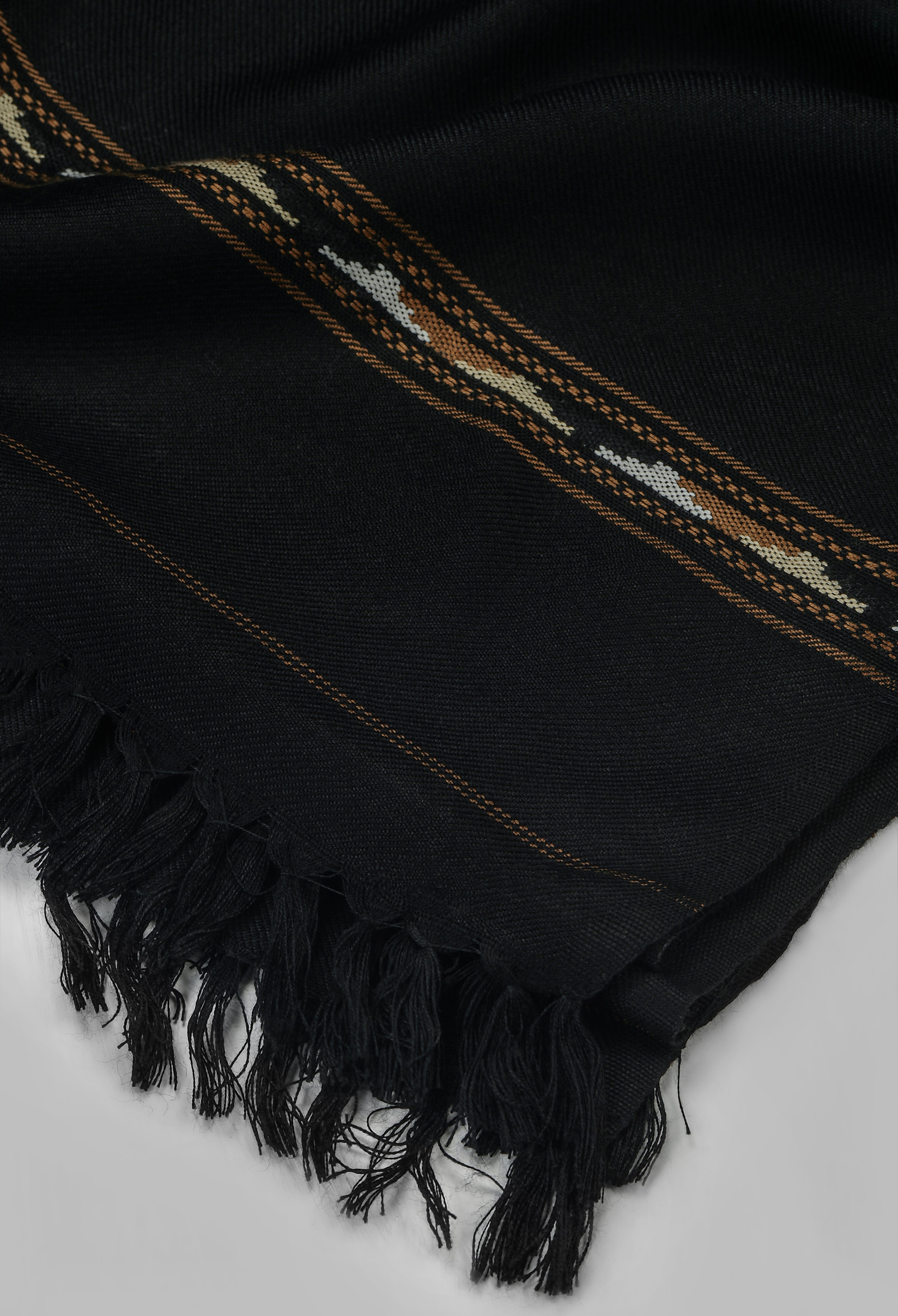 Night Black Wool Blend Shawl