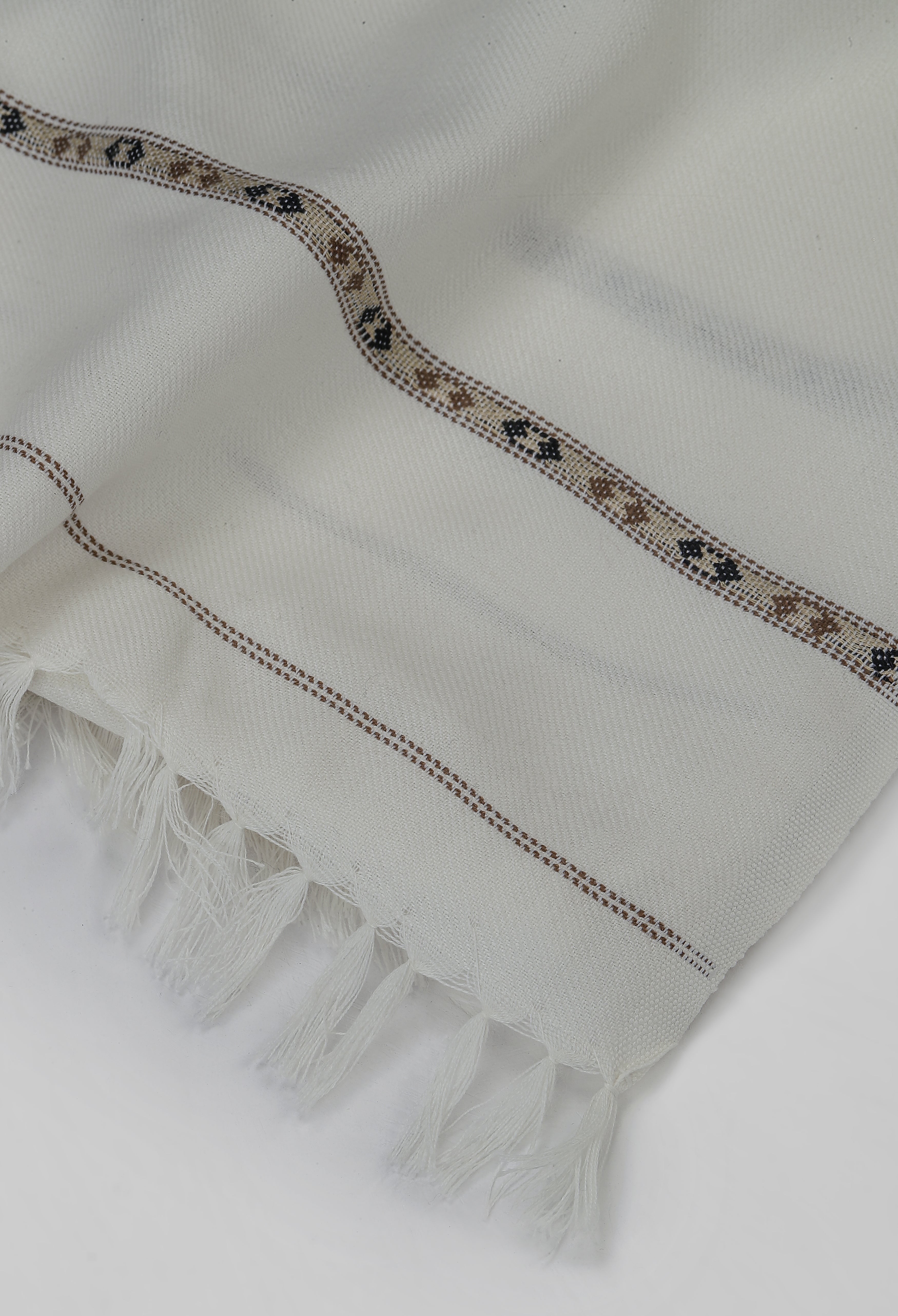 Off White Wool Blend Shawl