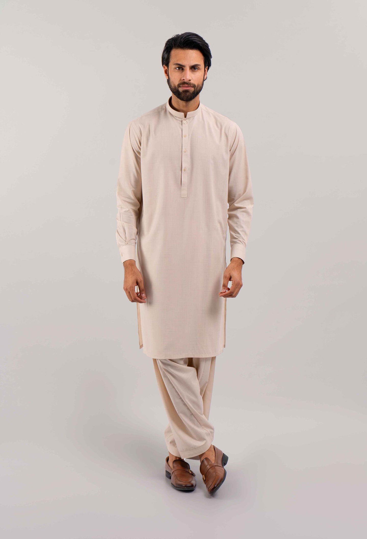 Birch Brown Blended Kameez Shalwar