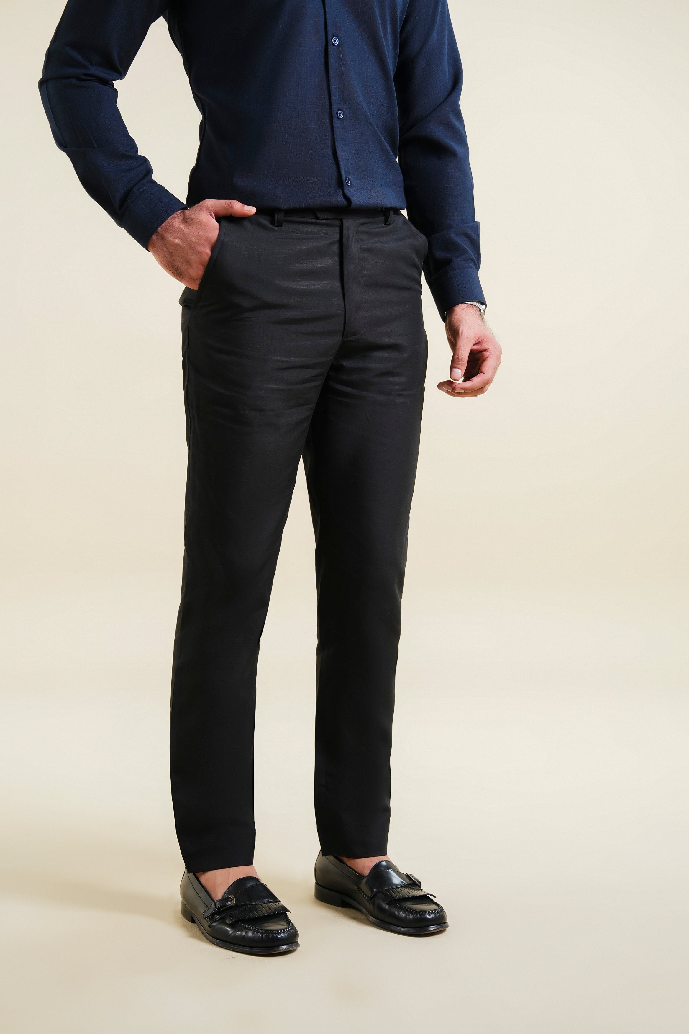Crow Black Linen Pant