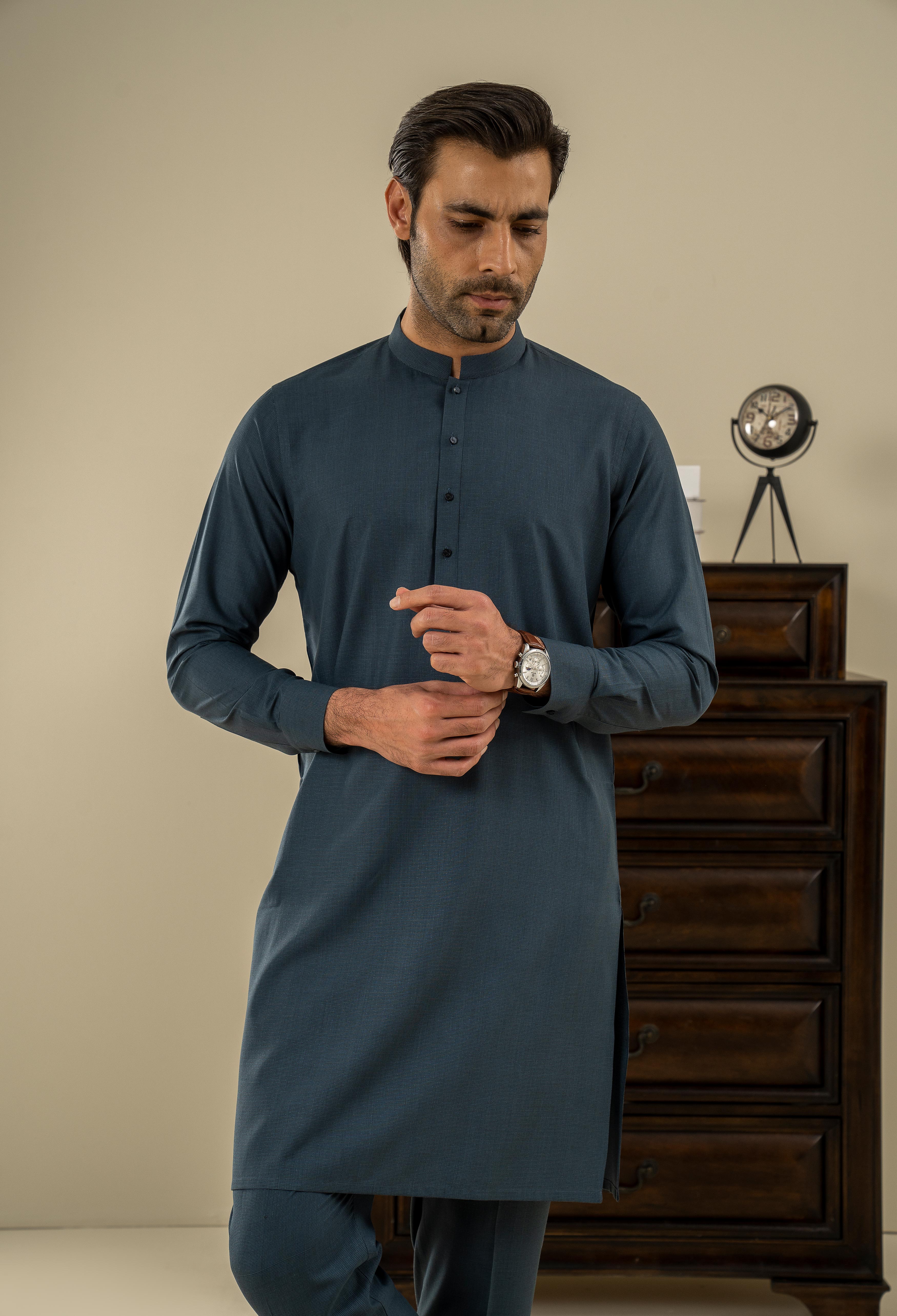 Ocean Blue Plain Kameez Shalwar