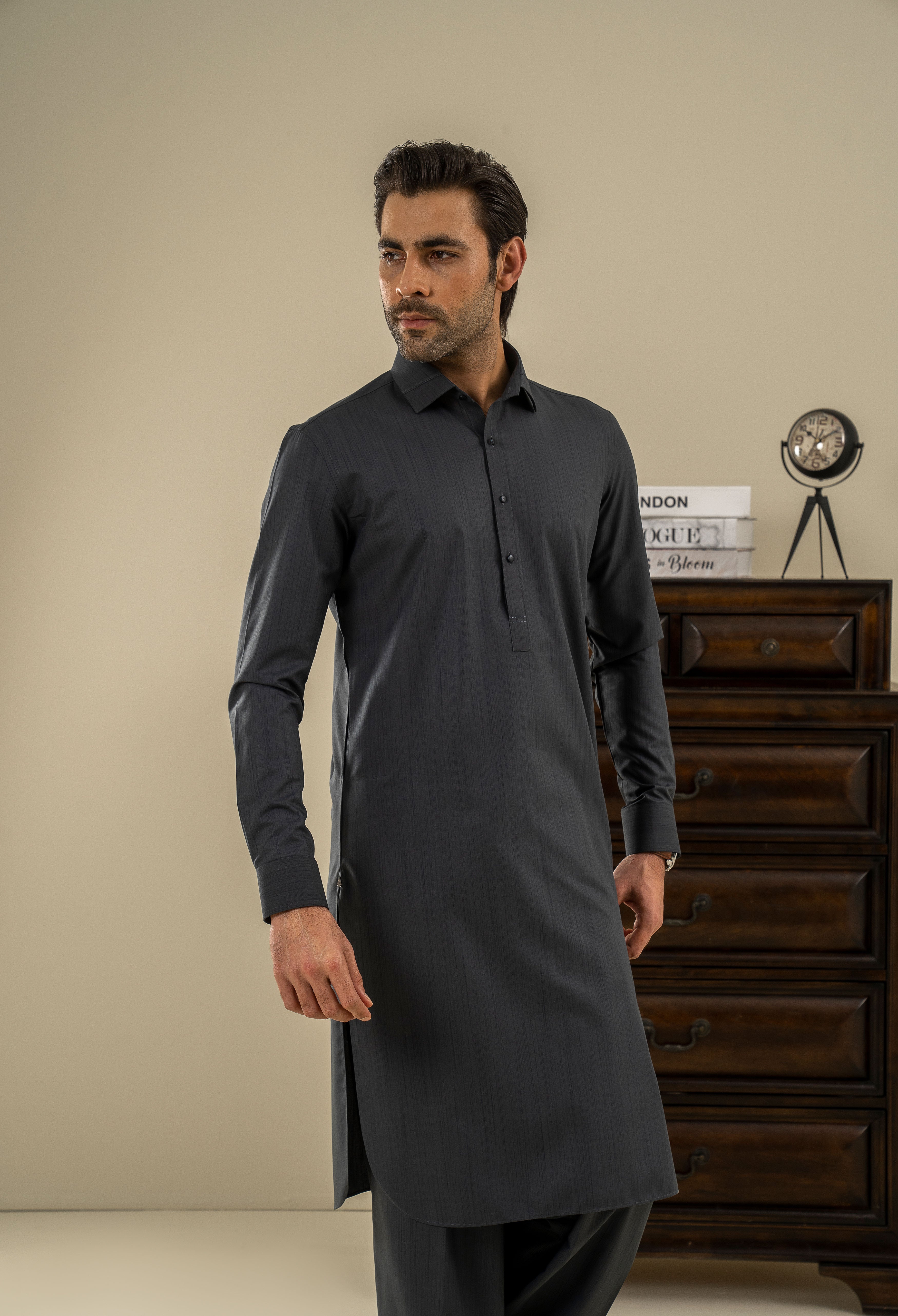 Dolphin Grey Detailing Kameez Shalwar