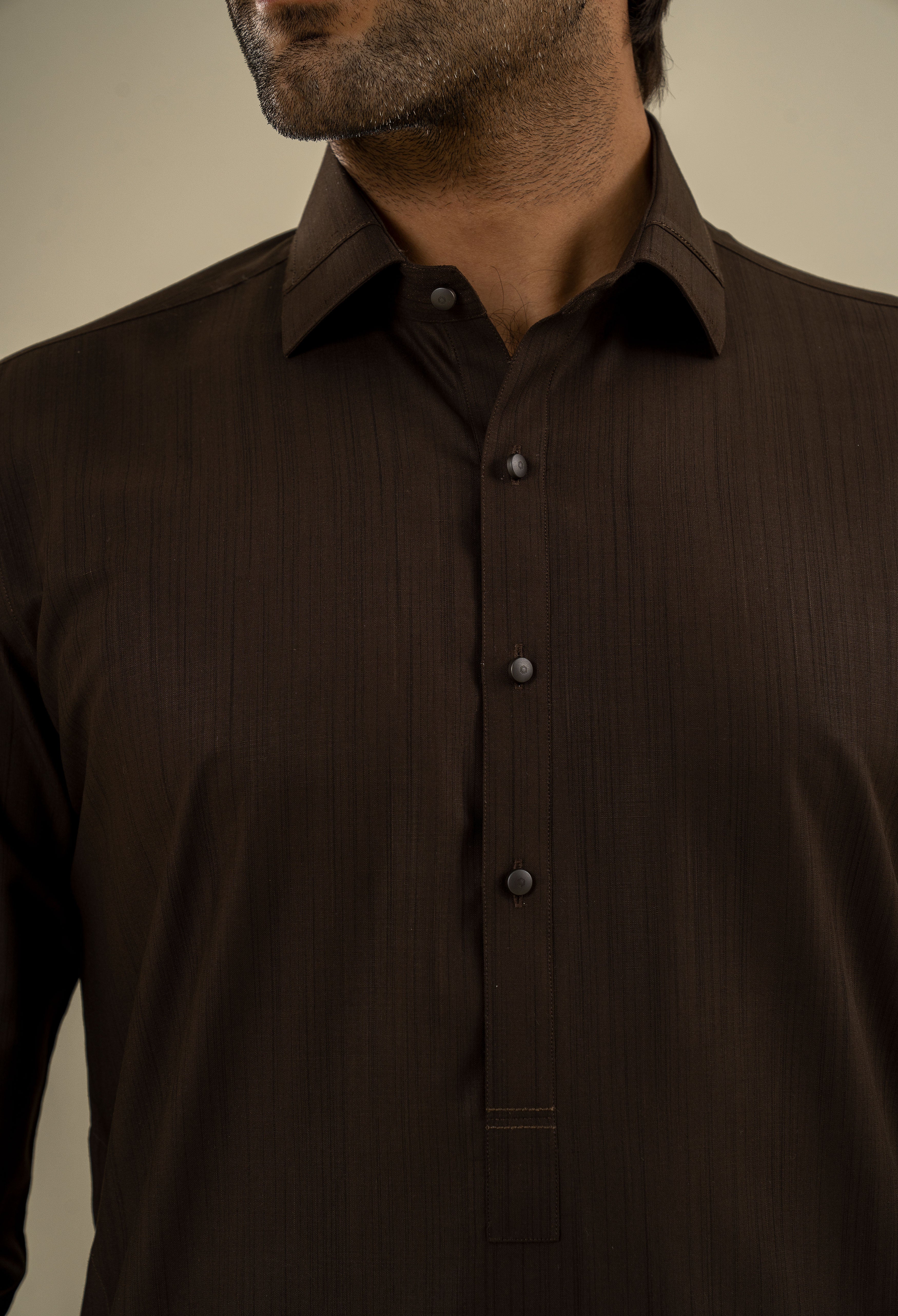 Maple Brown Detailing Kameez Shalwar