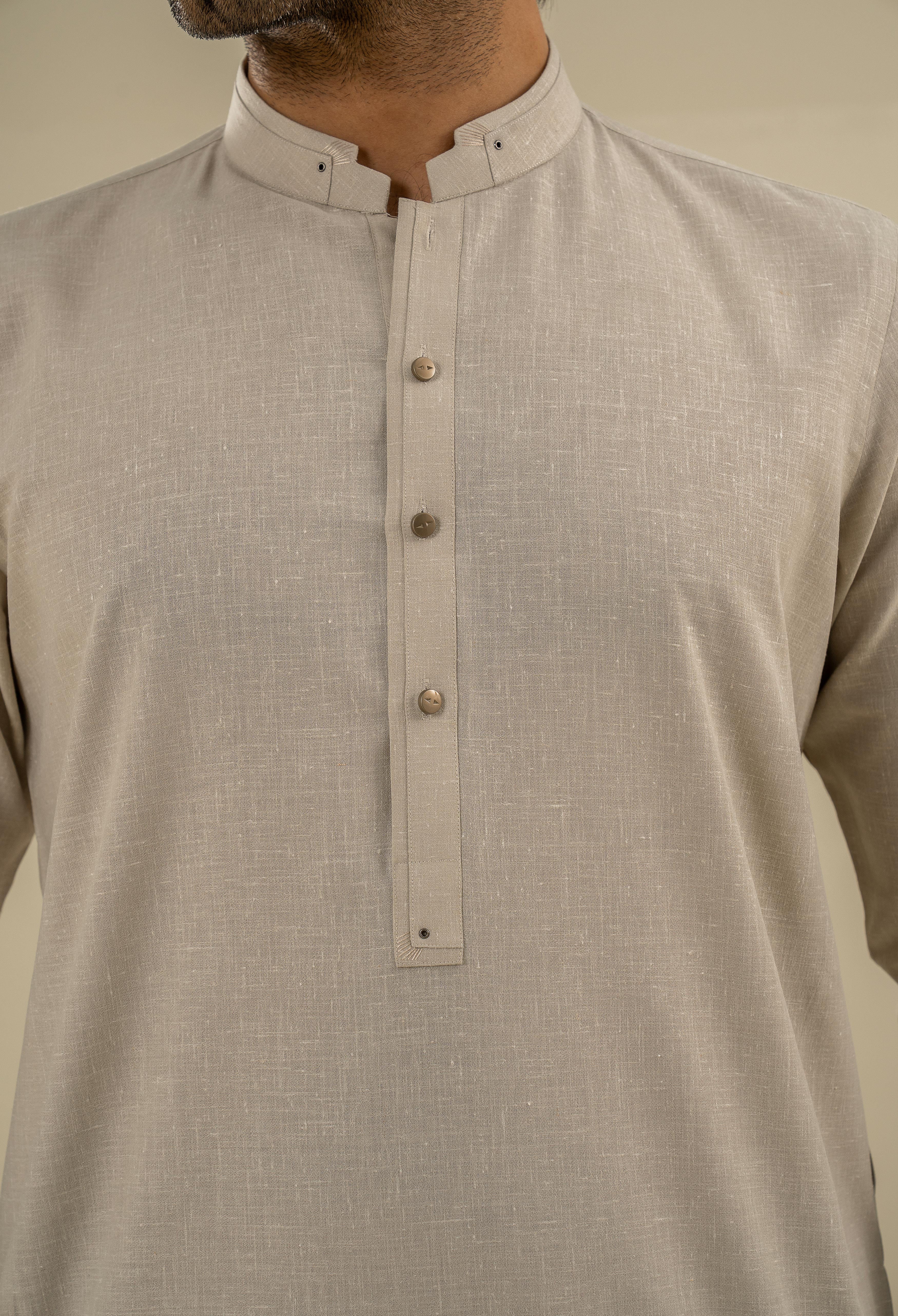 Sand Brown Detailing Kurta Pajama