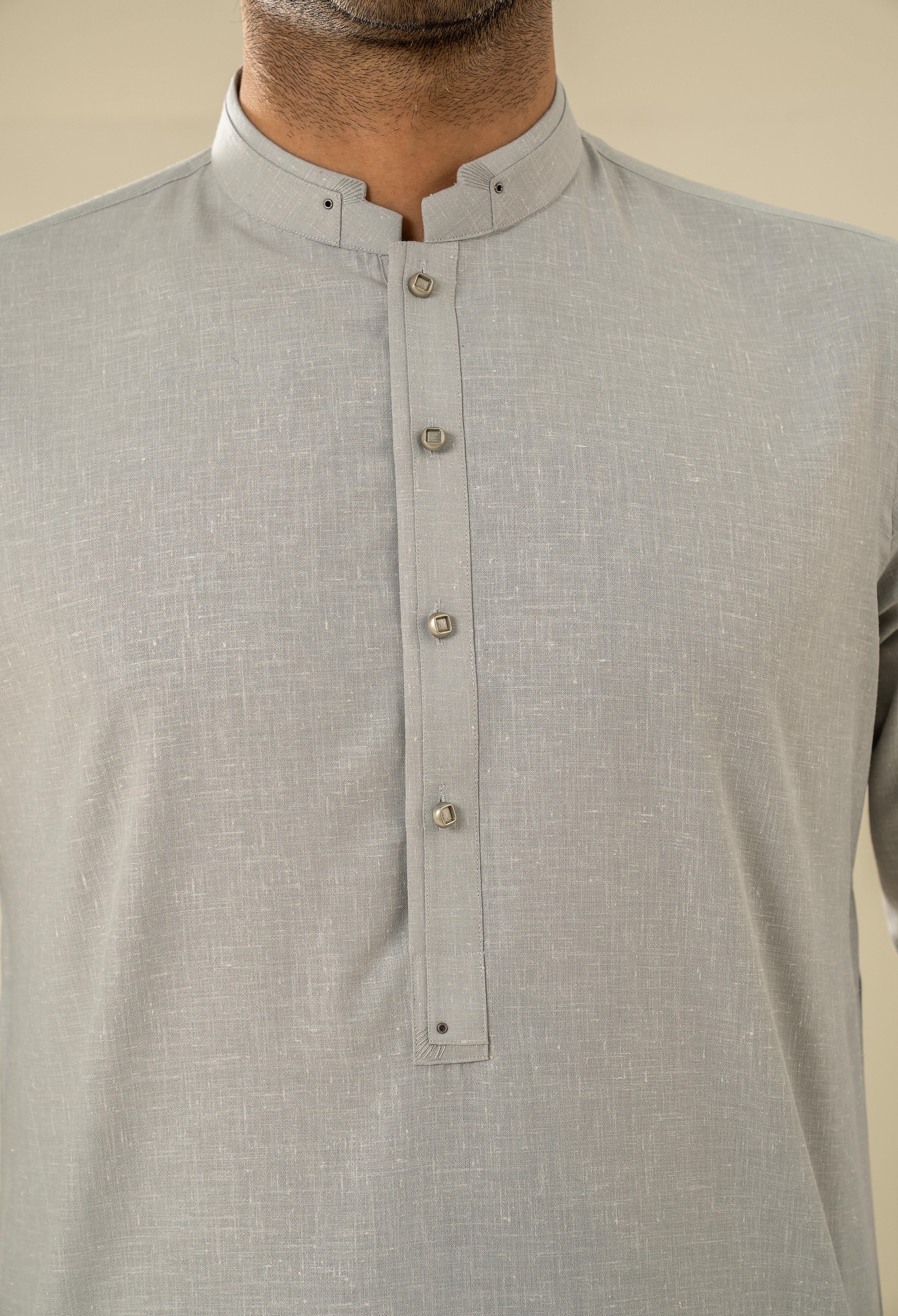 Silver Grey Detailing Kurta Pajama