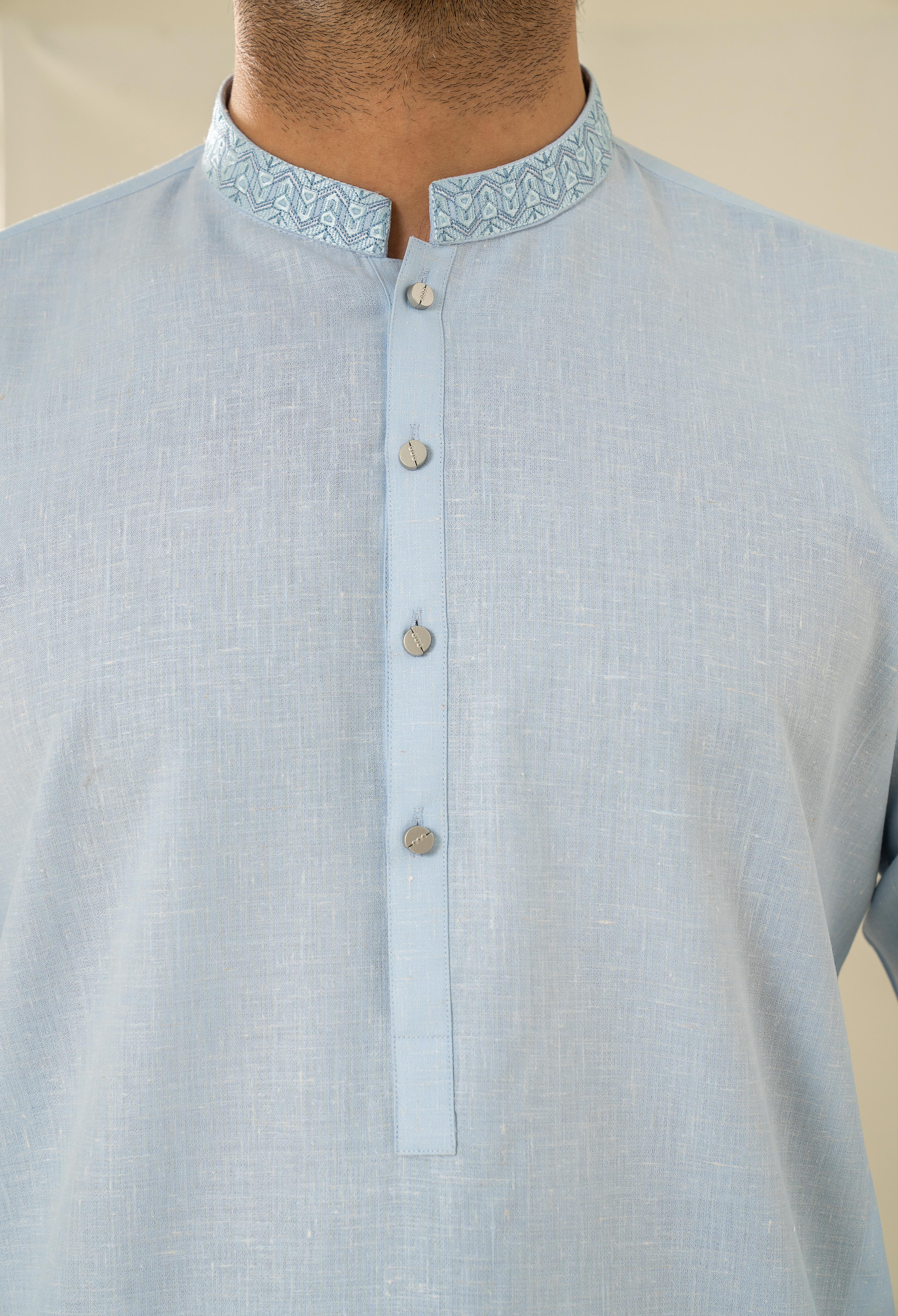 Sky Blue Embroidered Kurta Pajama