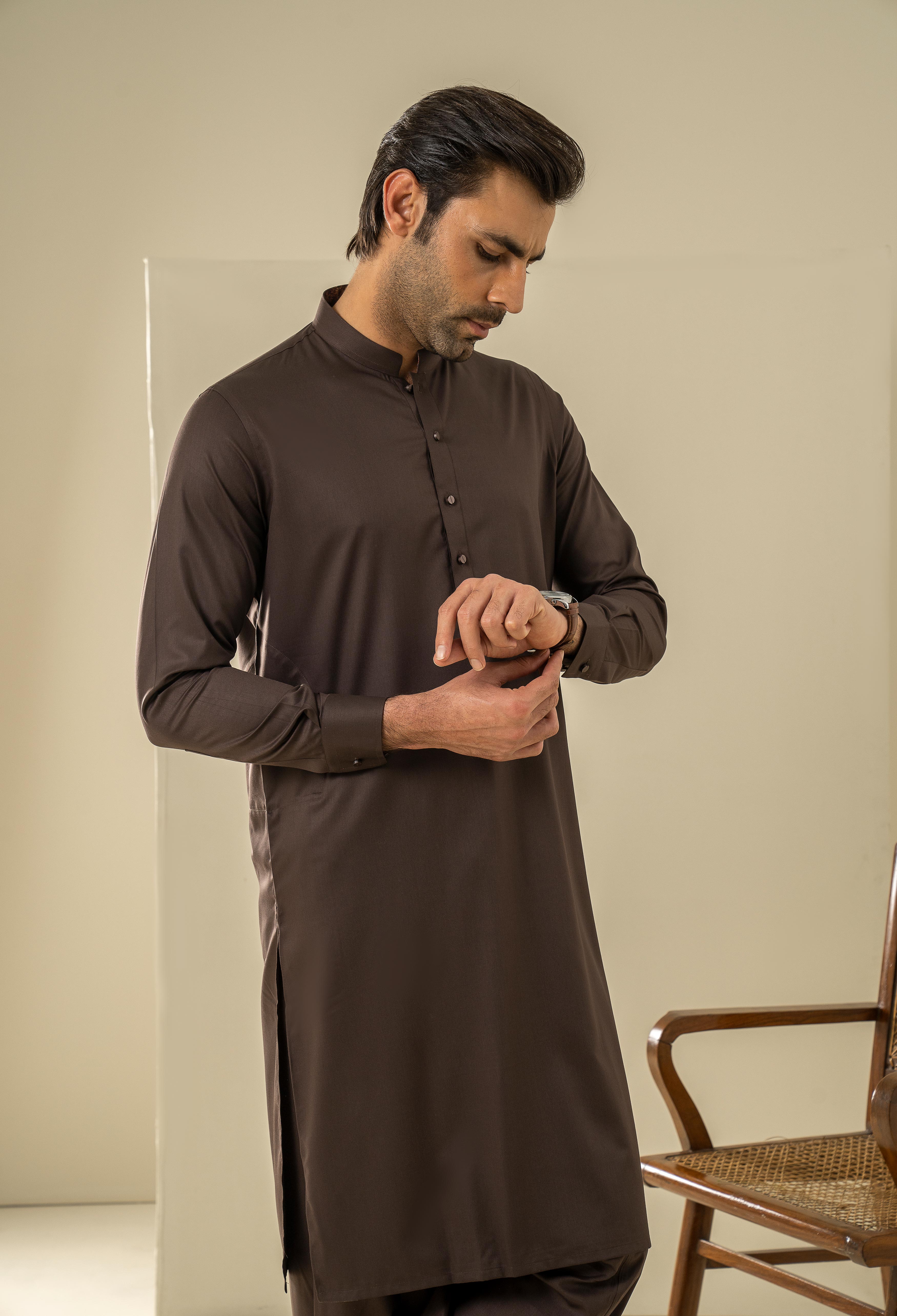 Rust Brown Detailing Kameez Shalwar