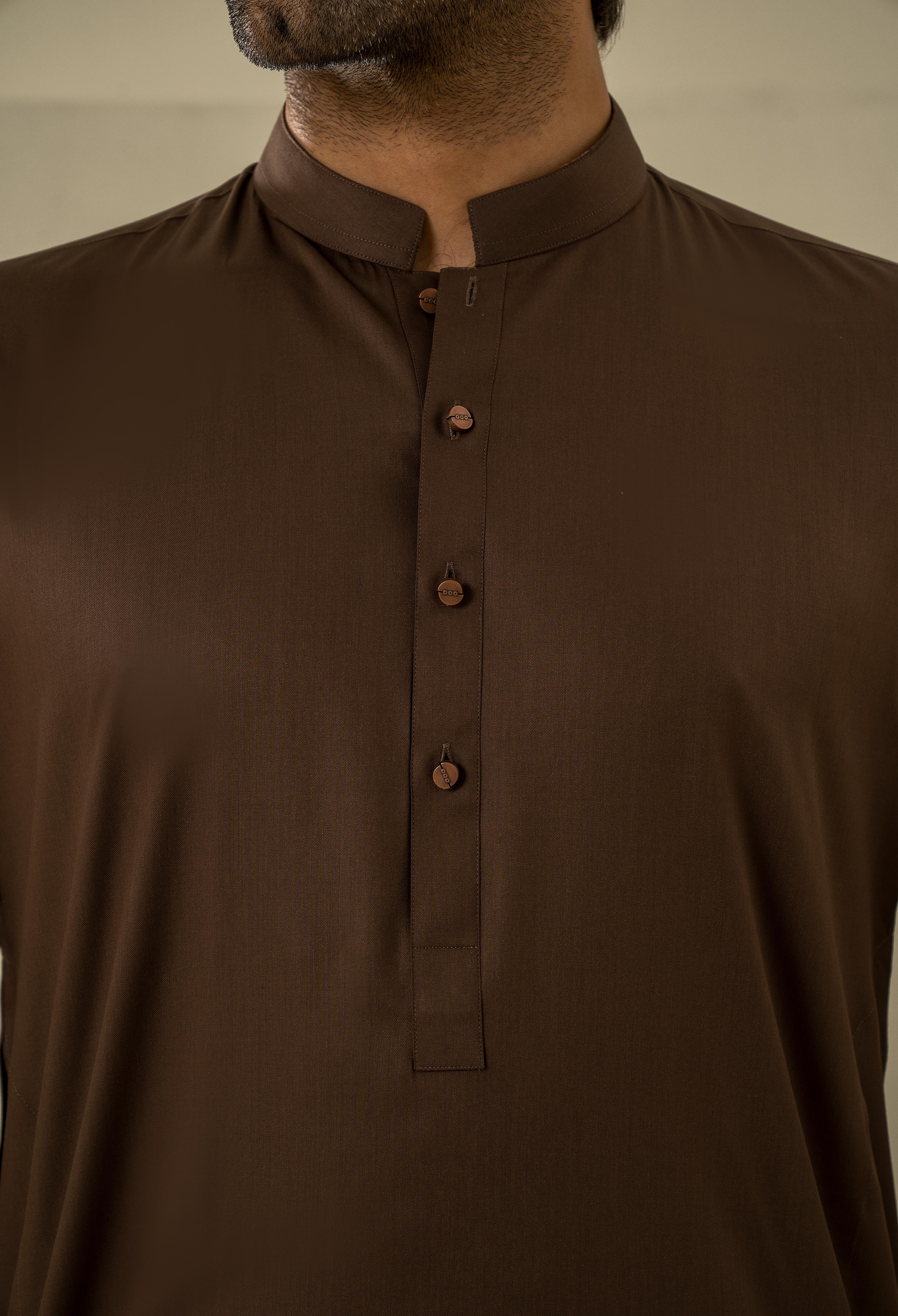 Chocolate Brown Detailing Kameez Shalwar