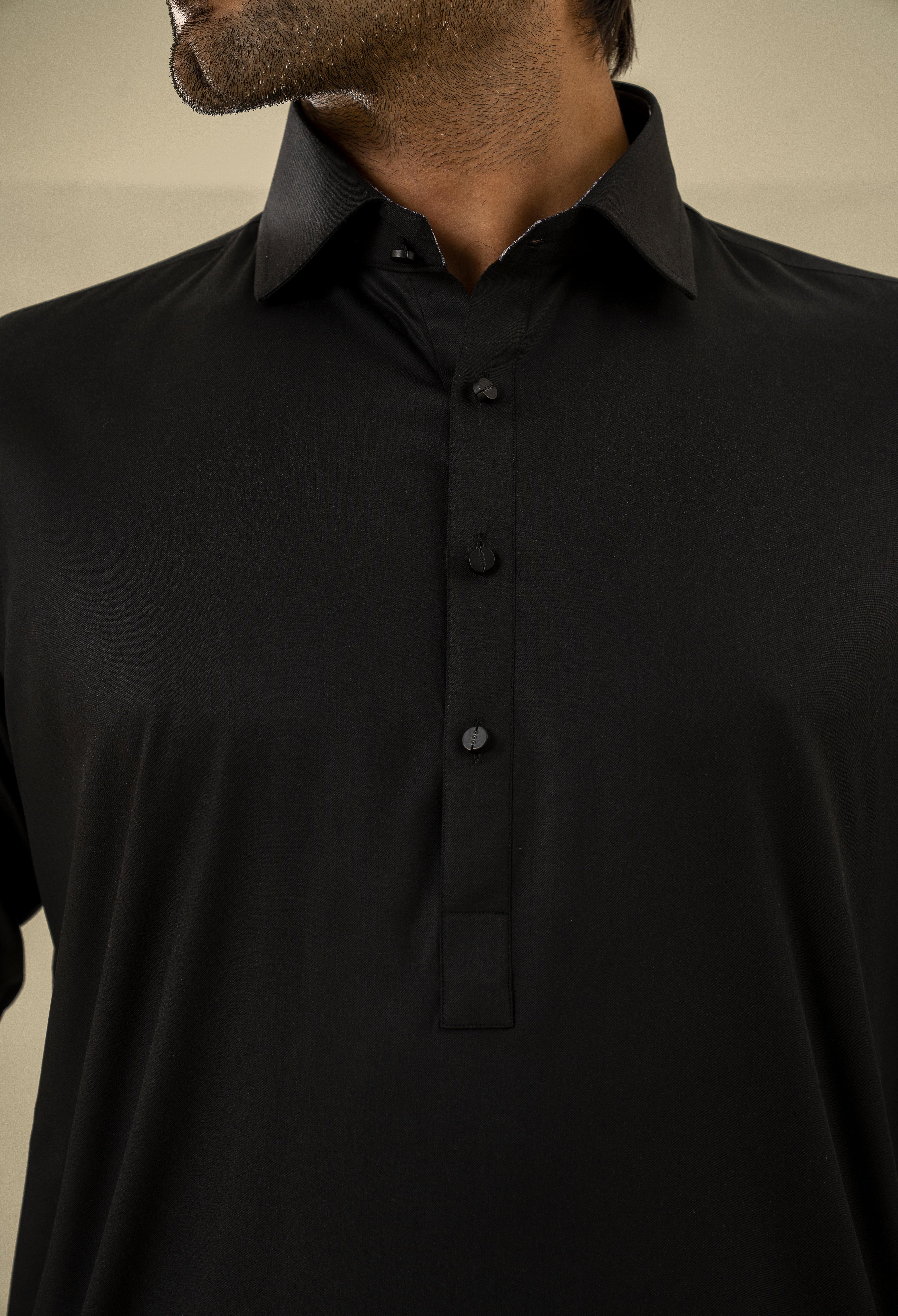 Bat Black Detailing Kameez Shalwar