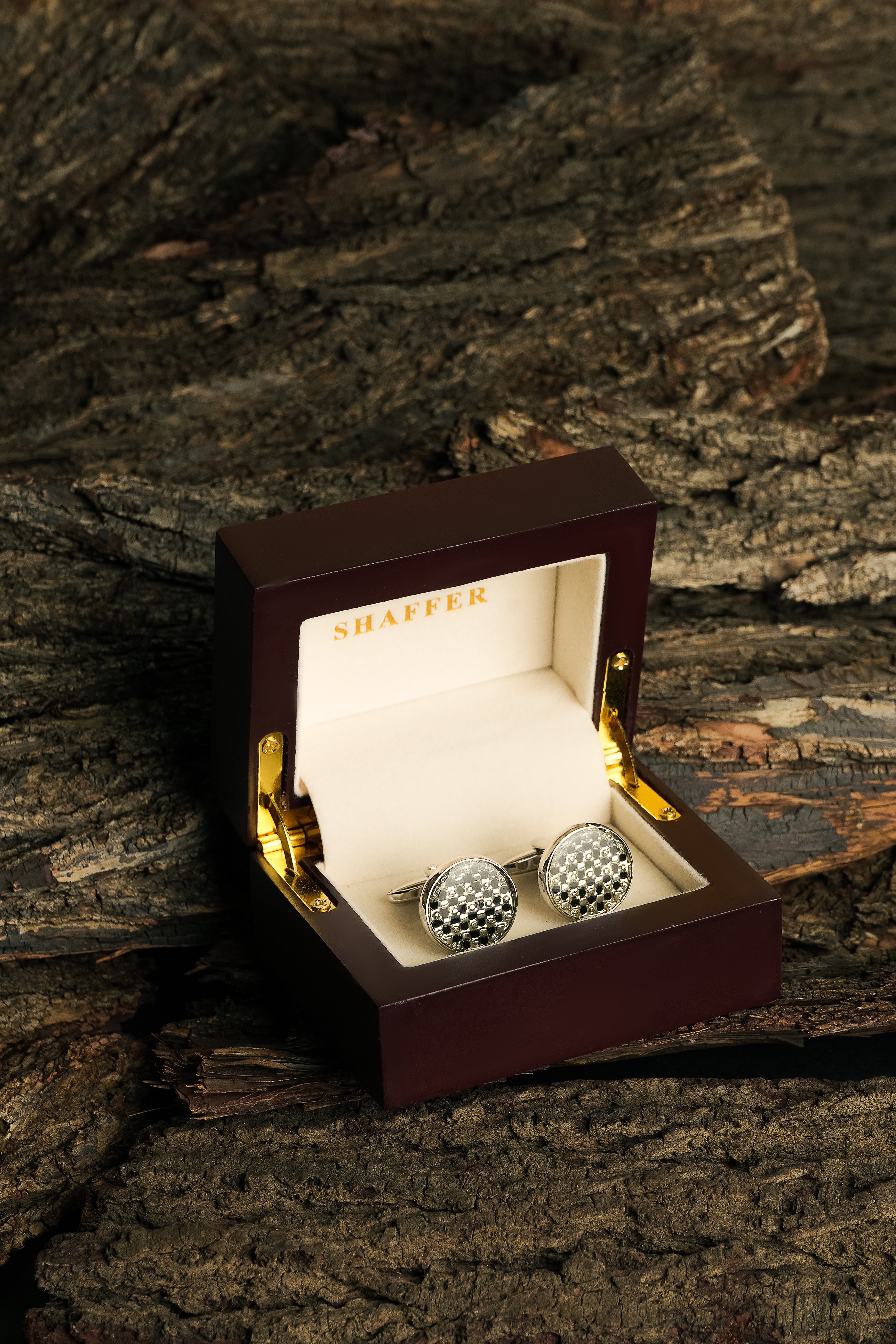 Matt Grey Dot Check Cufflink