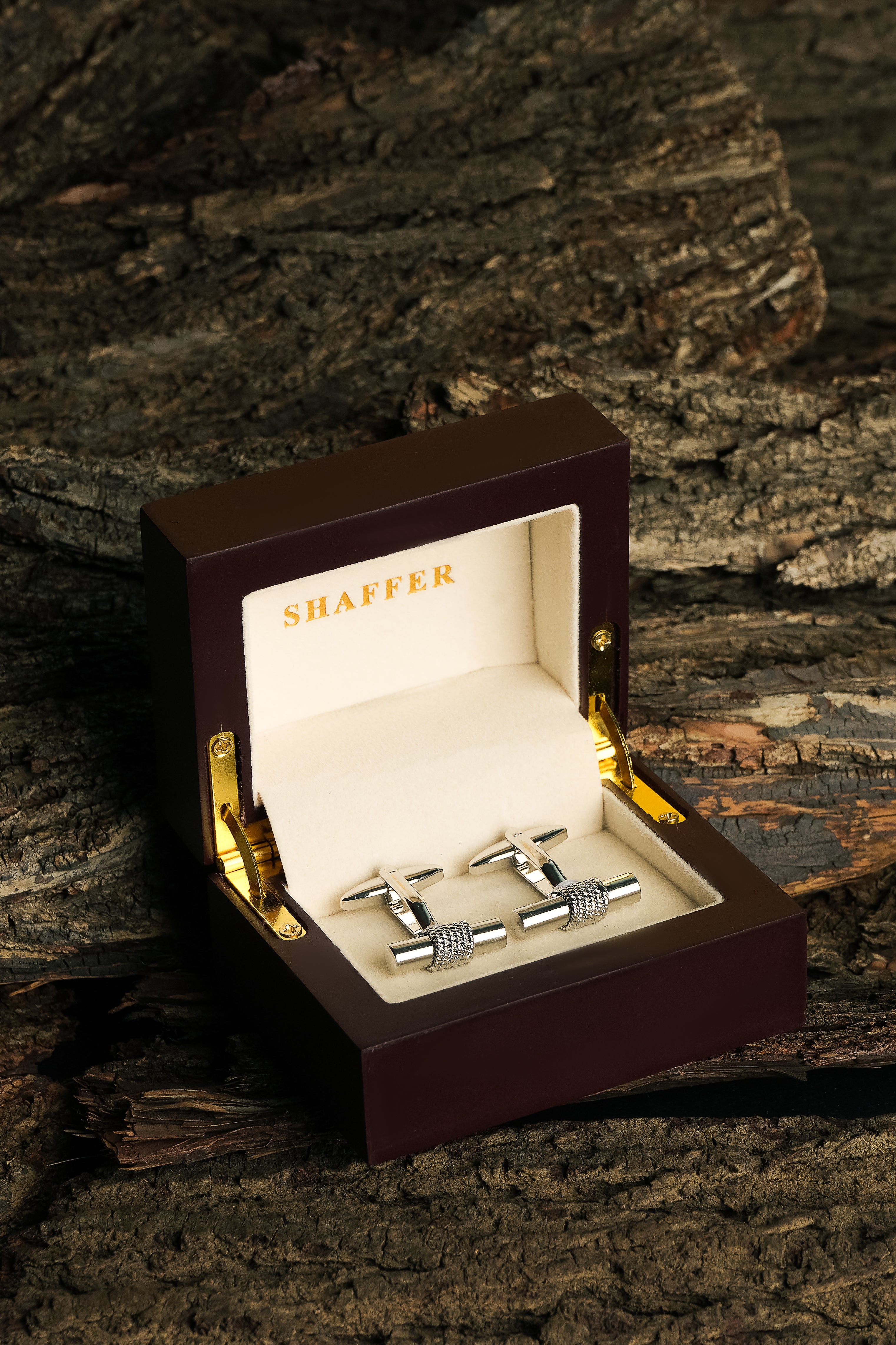 Silver Grey Cain Stick Cufflink