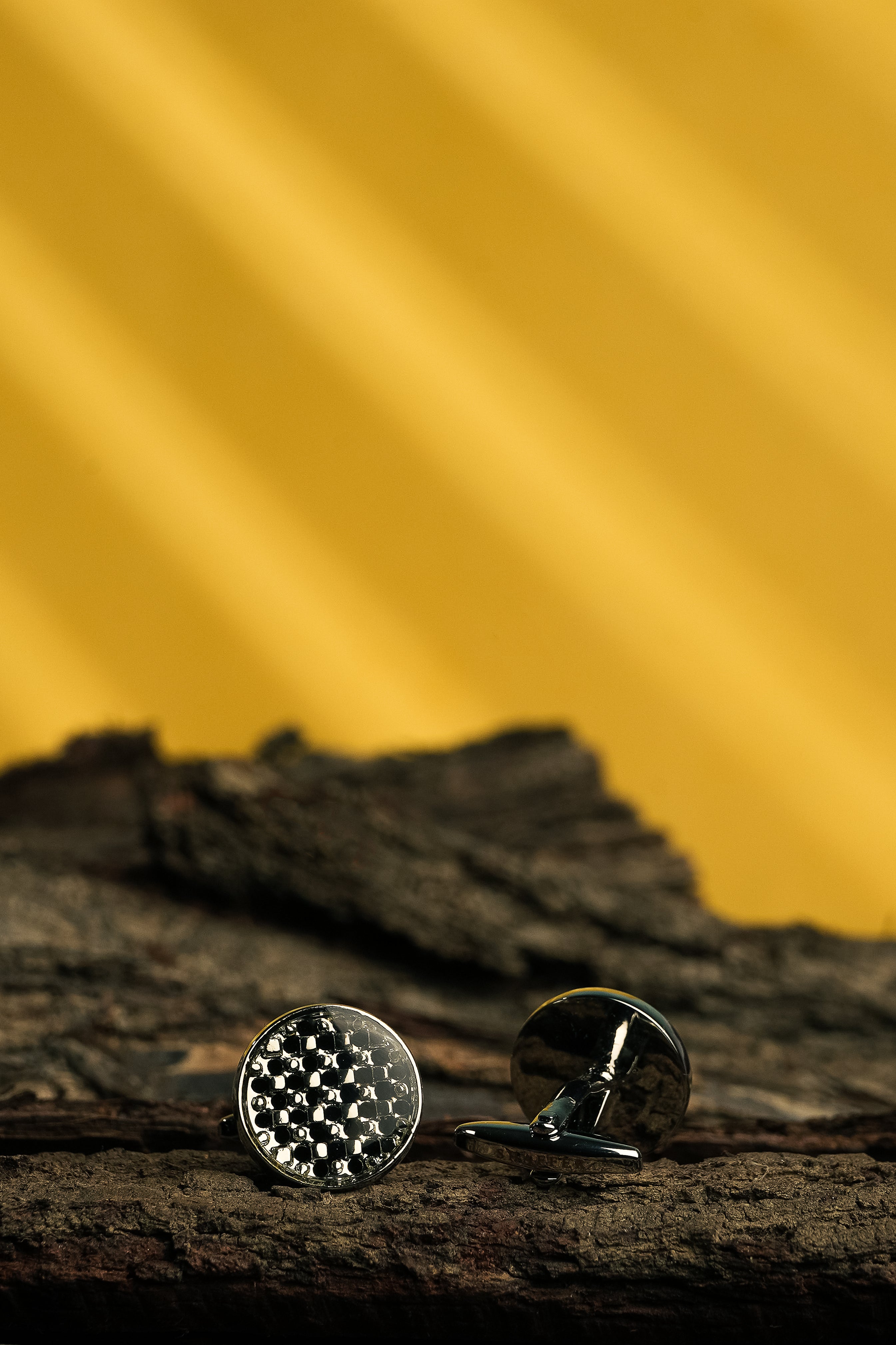 Matt Grey Dot Check Cufflink