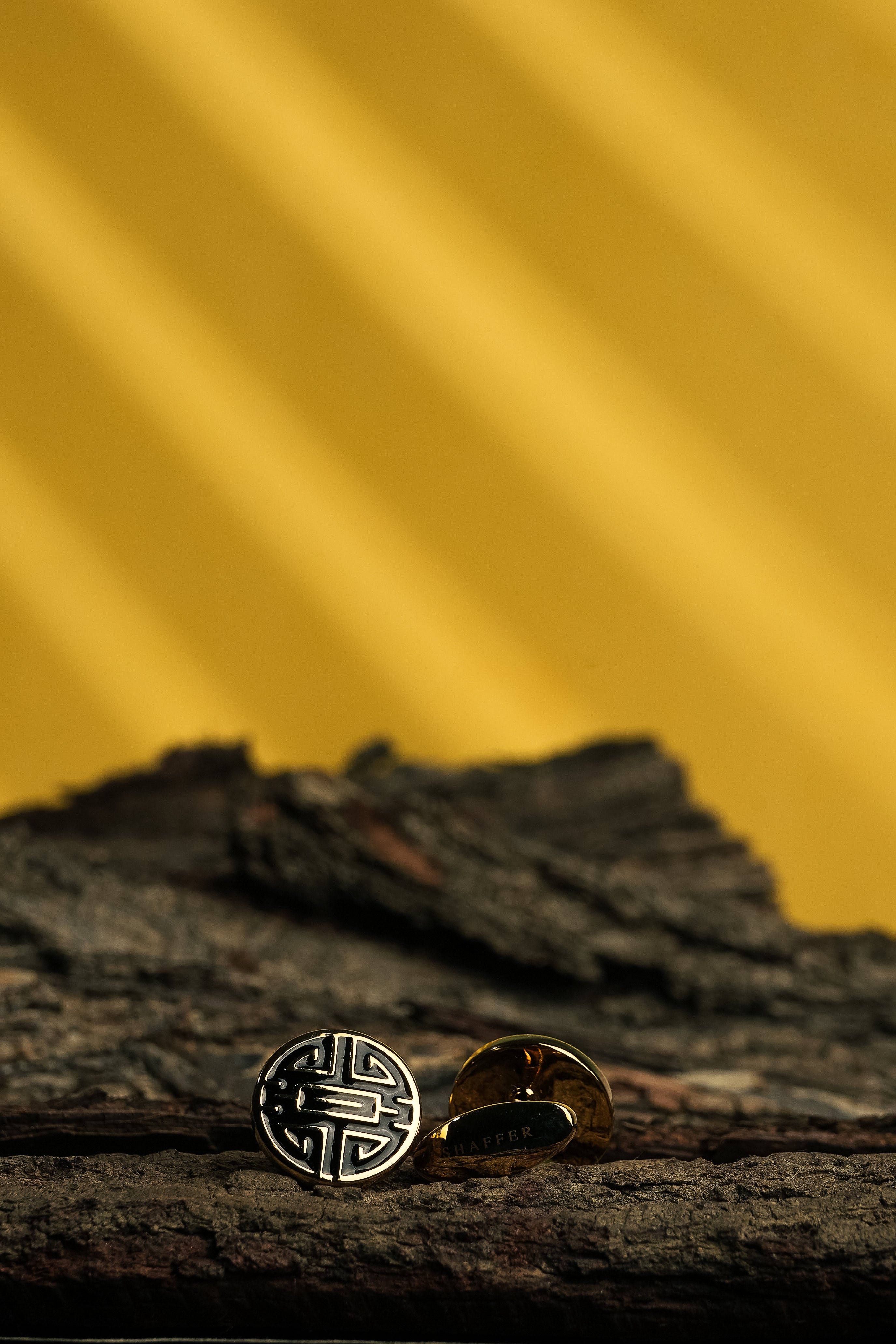 Goldenrod Greek Black Cufflink