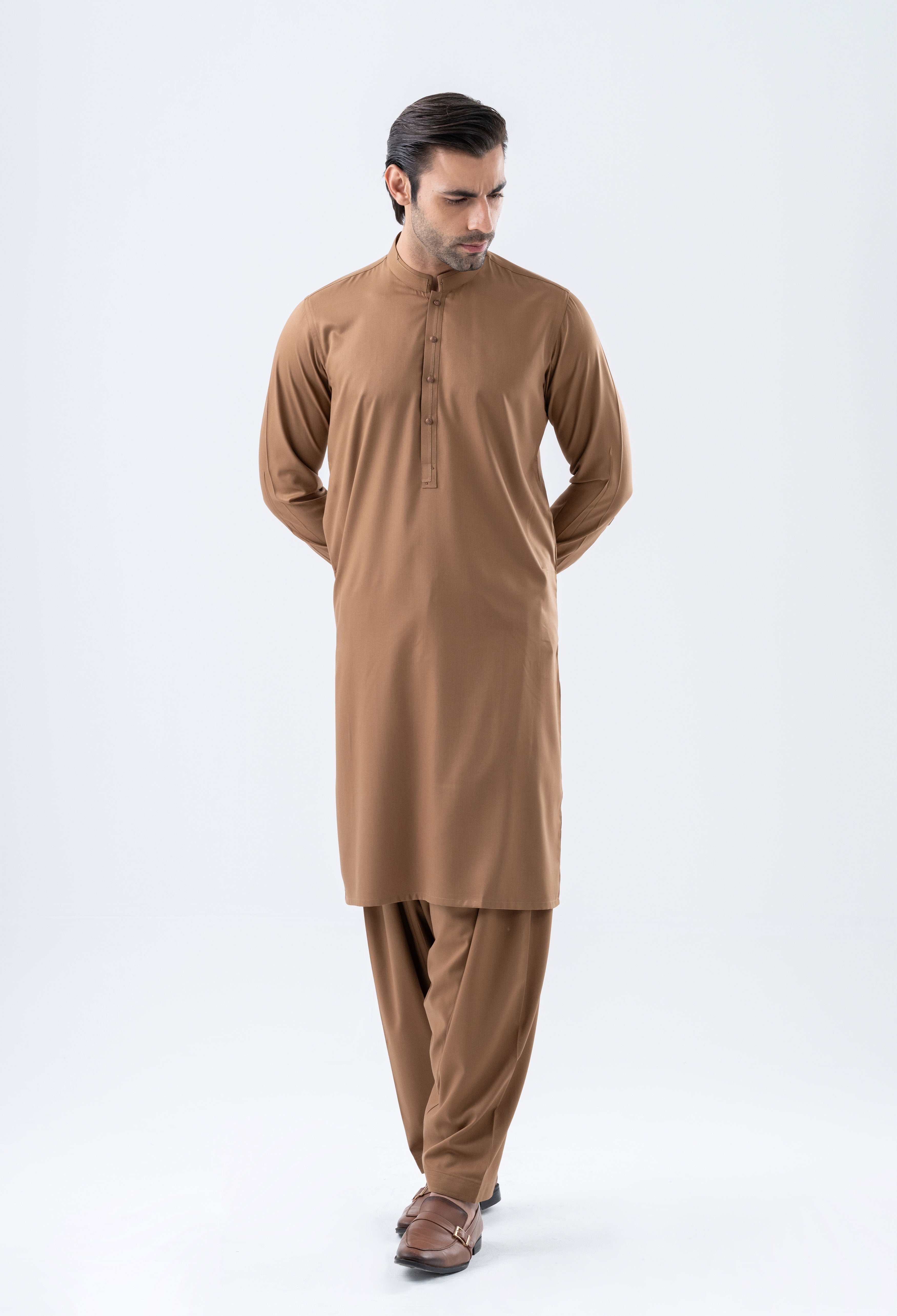 Biscotti Brown Detailing Kameez Shalwar