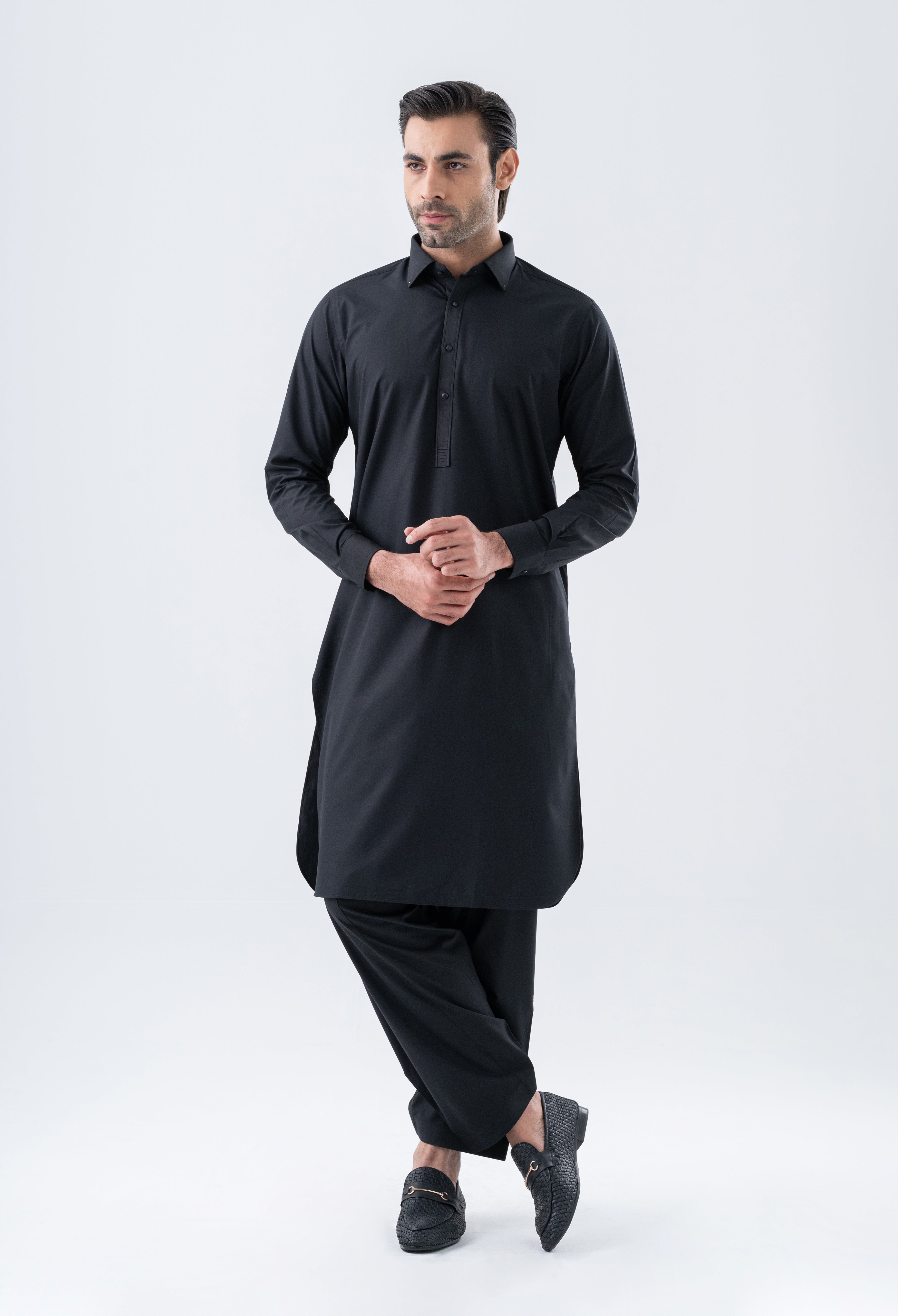 Jet Black Detailing Kameez Shalwar (GSS-000456)