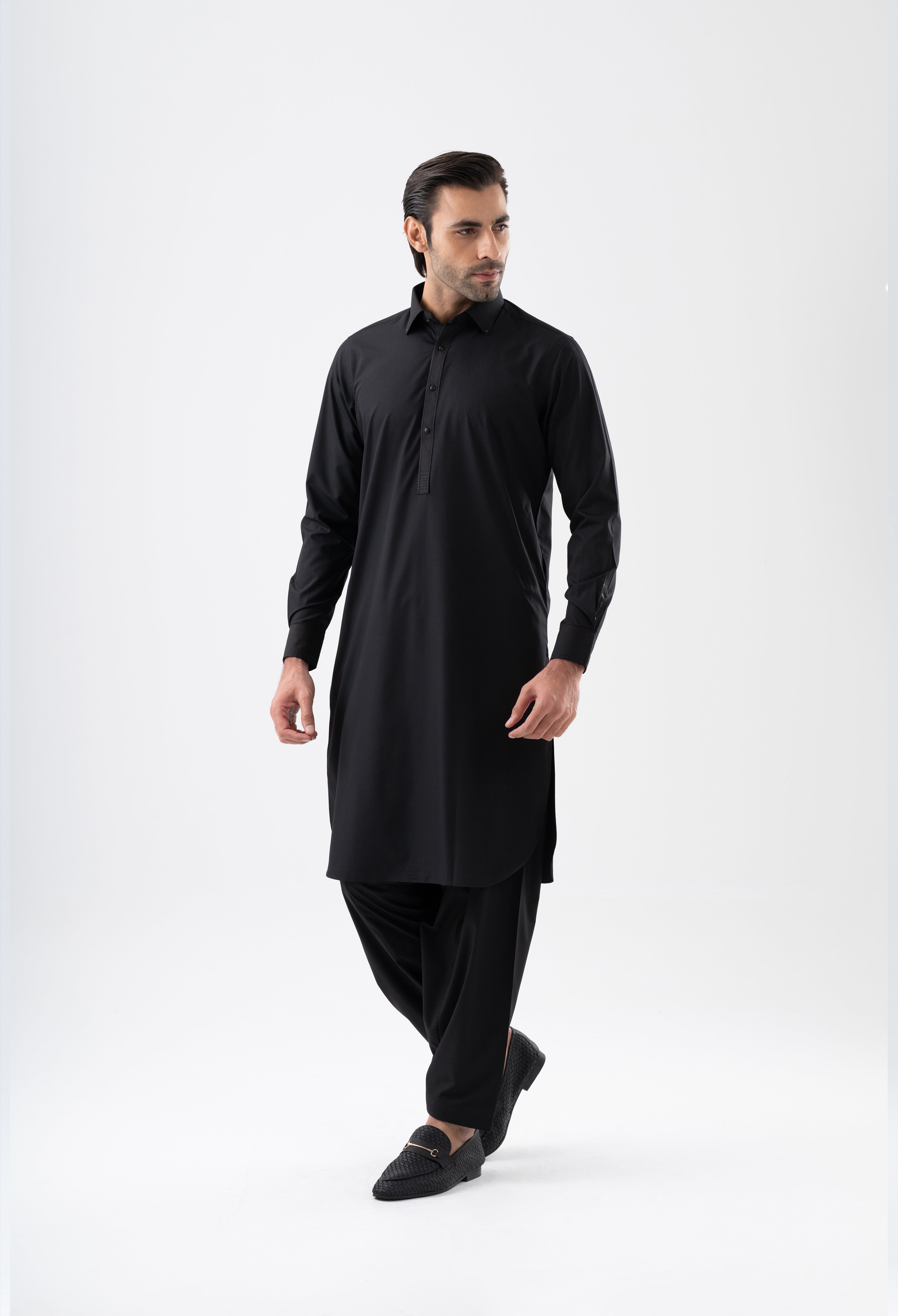 Jet Black Detailing Kameez Shalwar