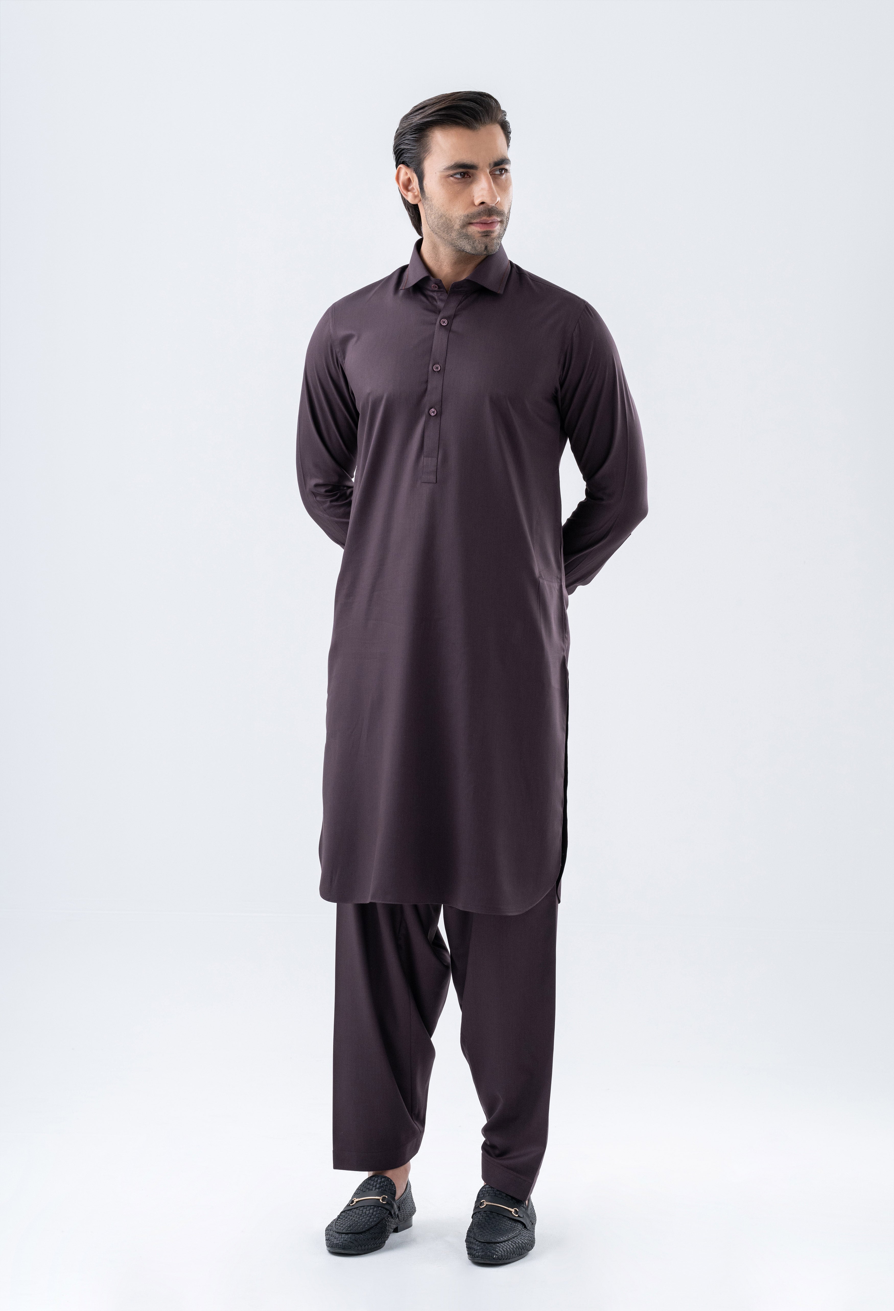 Merlot Red Detailing Kameez Shalwar (GSS-000464)